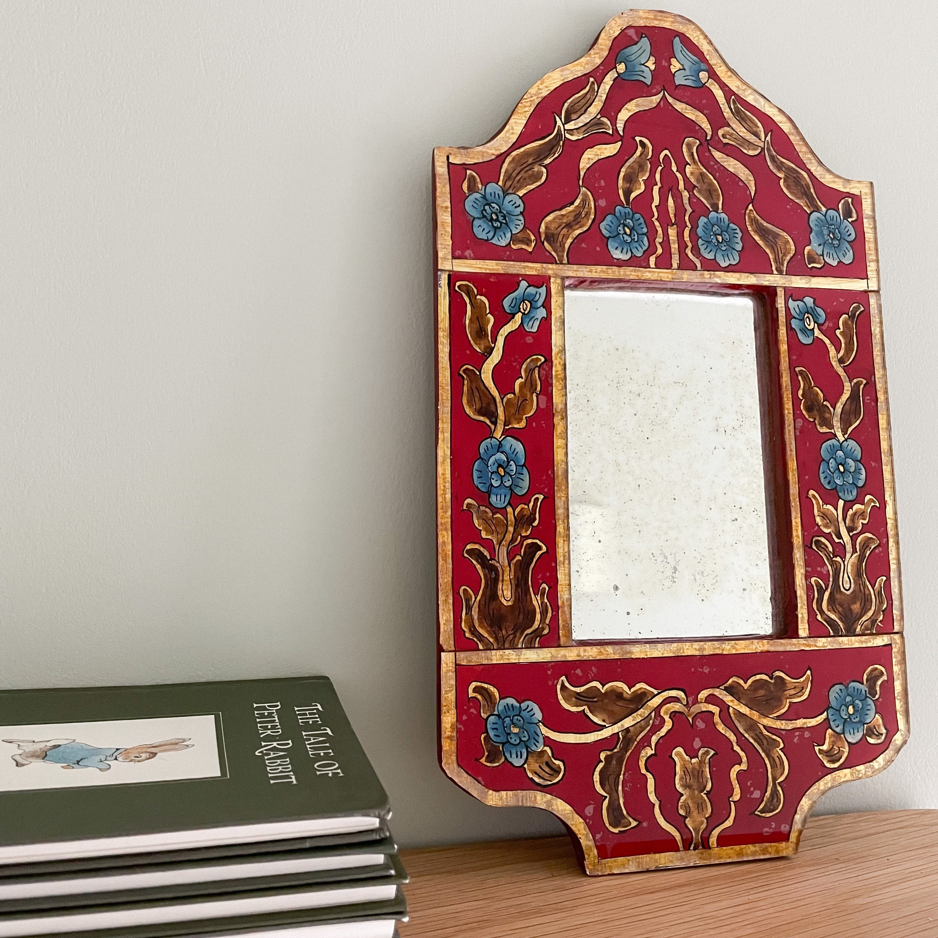 Vintage hand-painted floral Persian mirror - Moppet