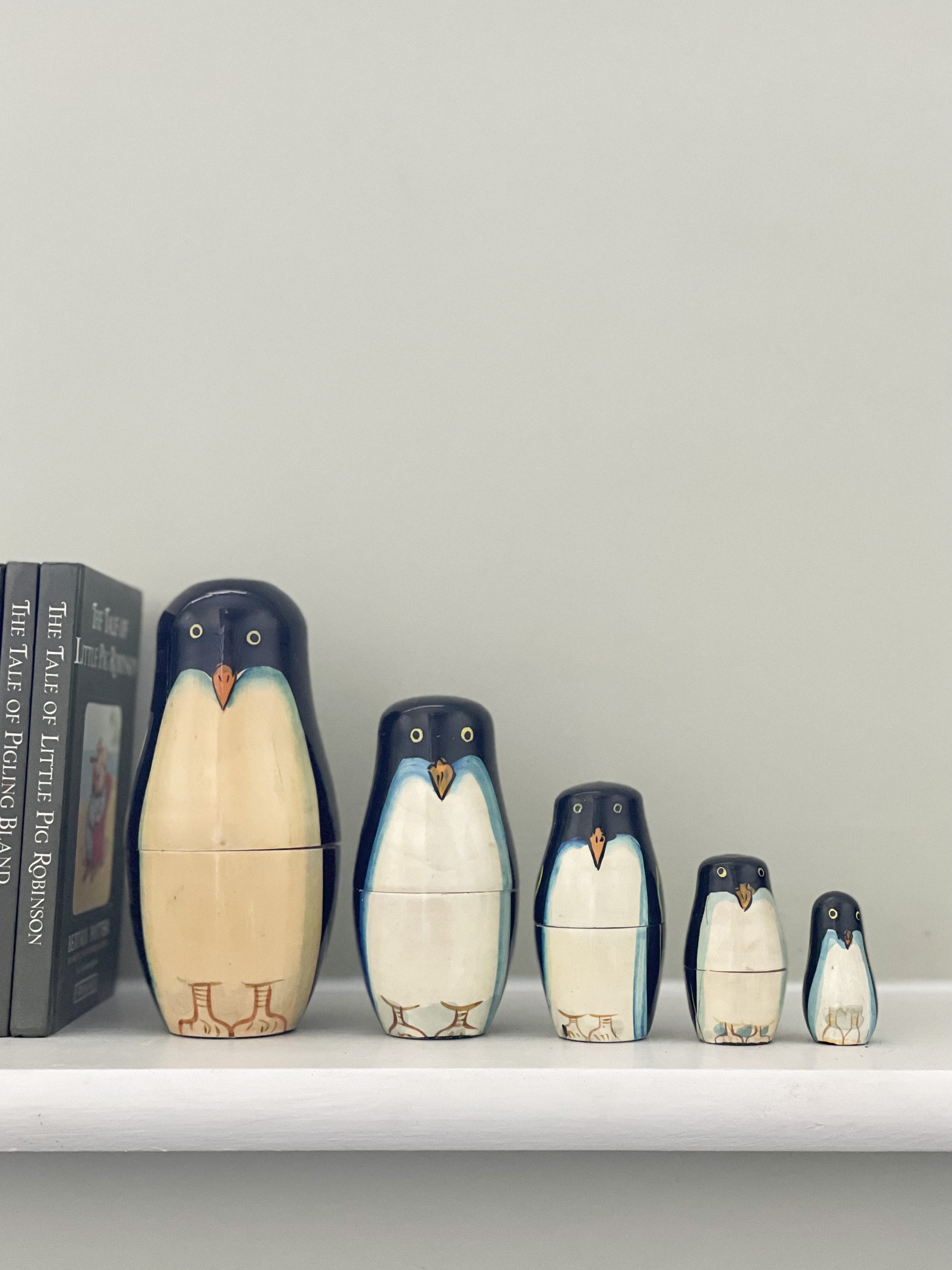 Vintage wooden penguin nesting dolls - Moppet