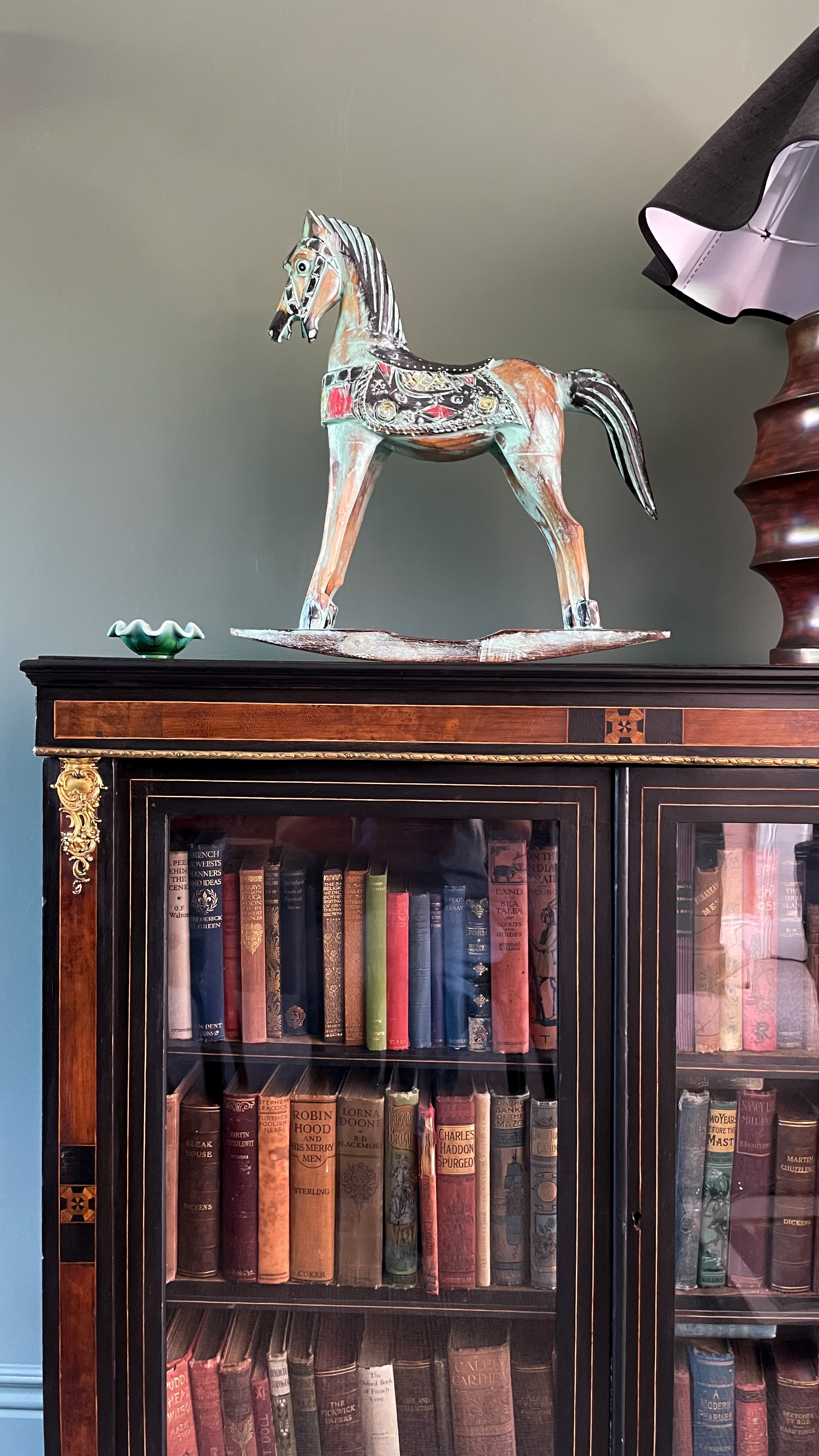 Vintage wooden folk art hand-painted large rocking horse - Moppet