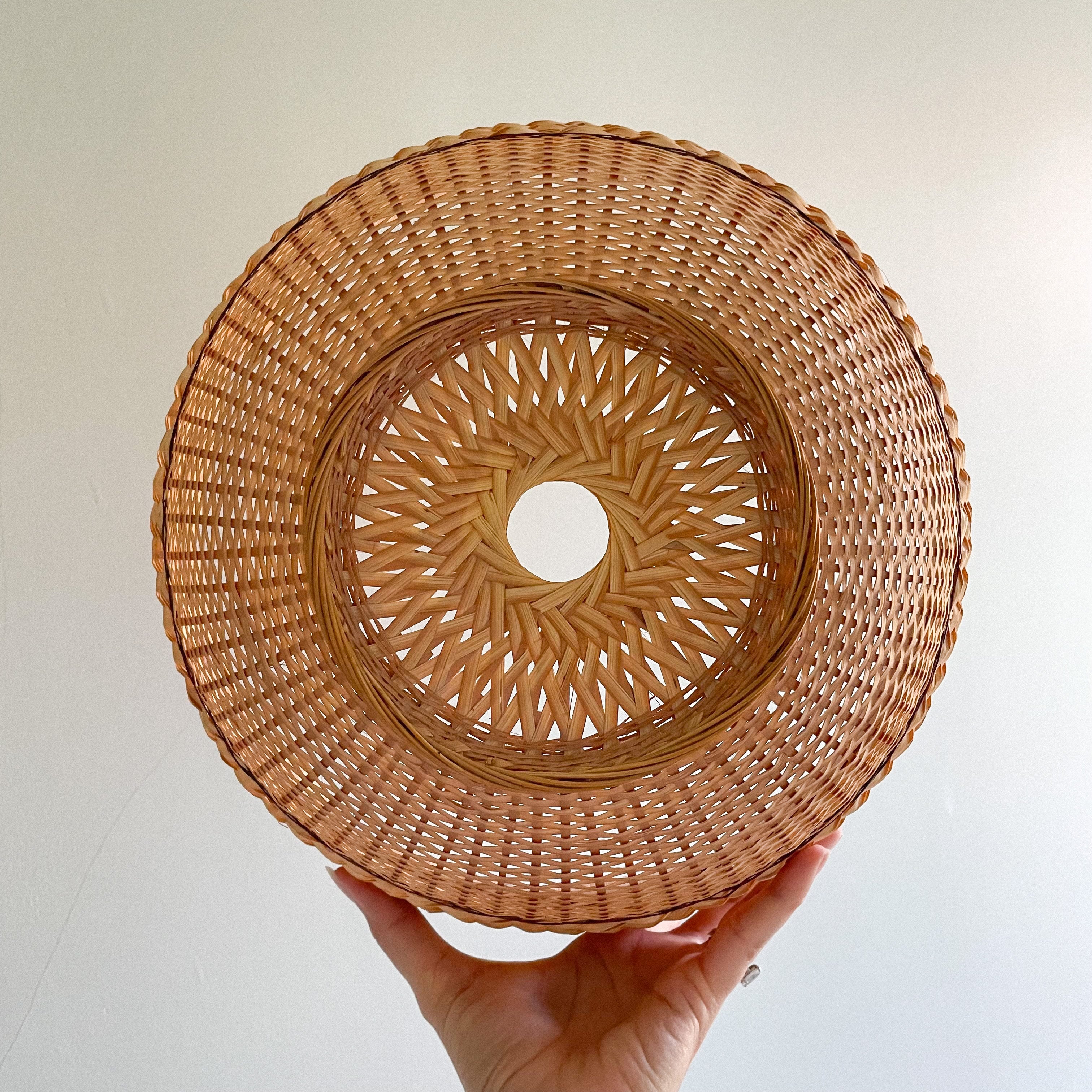 Vintage 1970s cane shade with a scalloped edge - Moppet