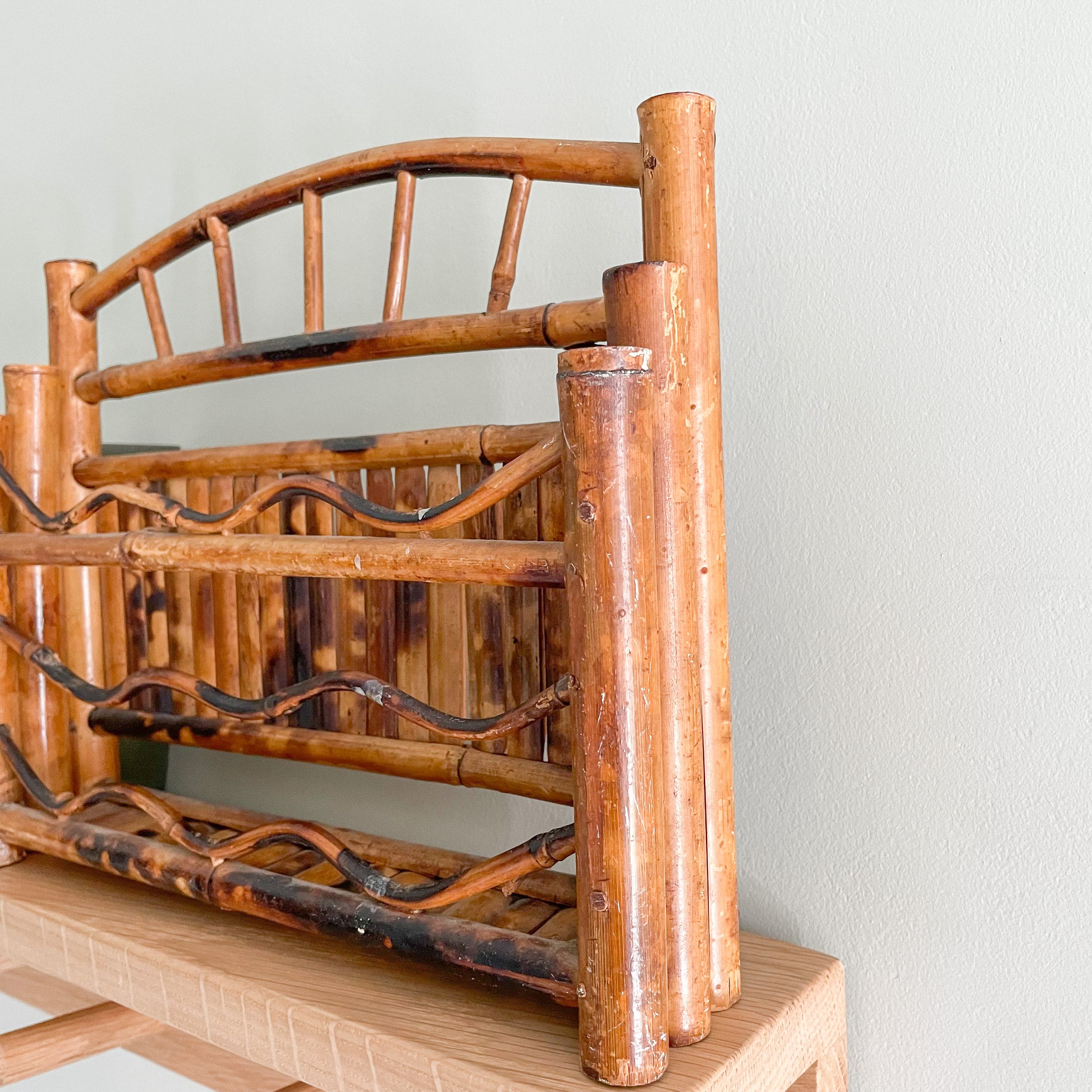 Vintage wavy bamboo letter rack or desk tidy - Moppet