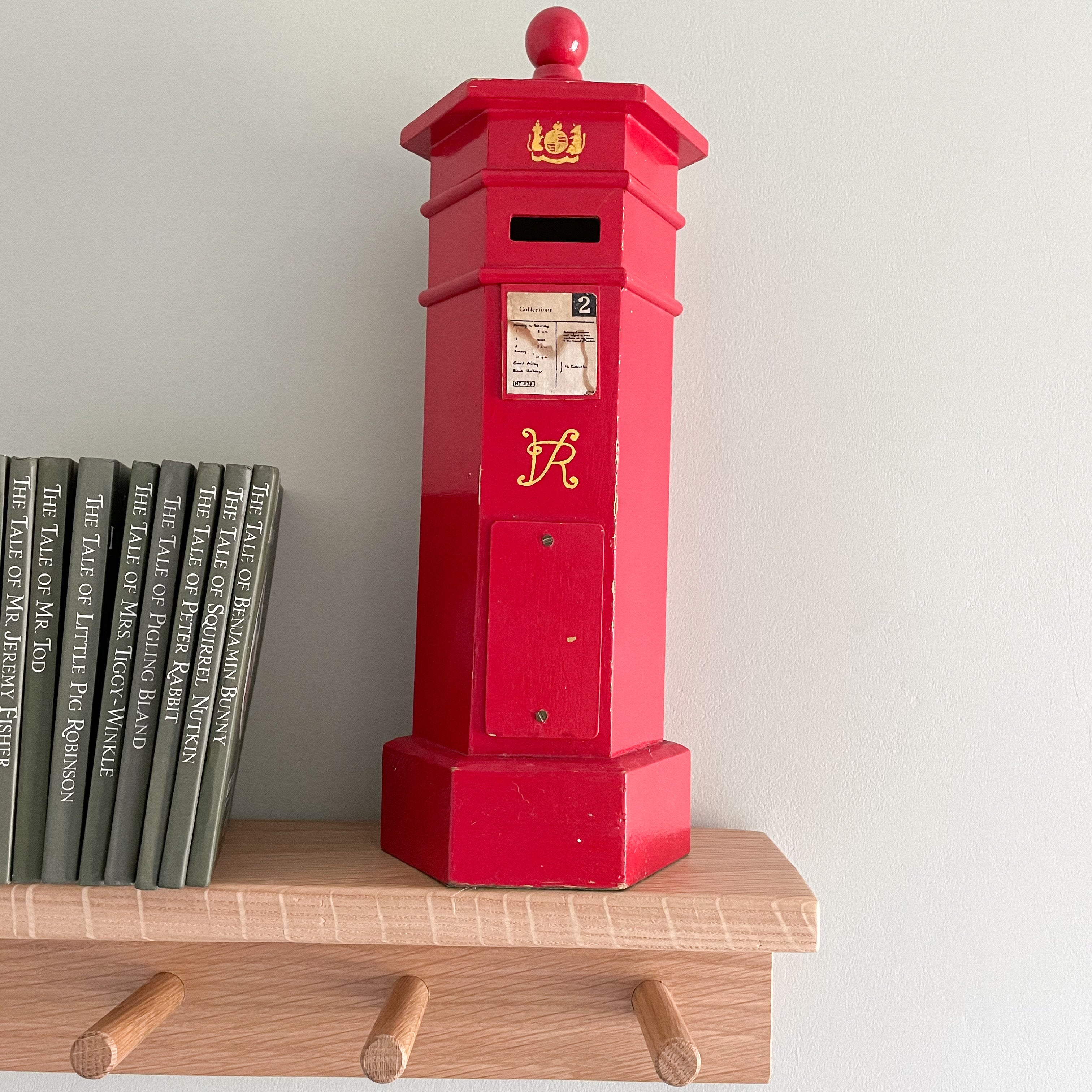 Vintage wooden hexagonal post box money box - Moppet