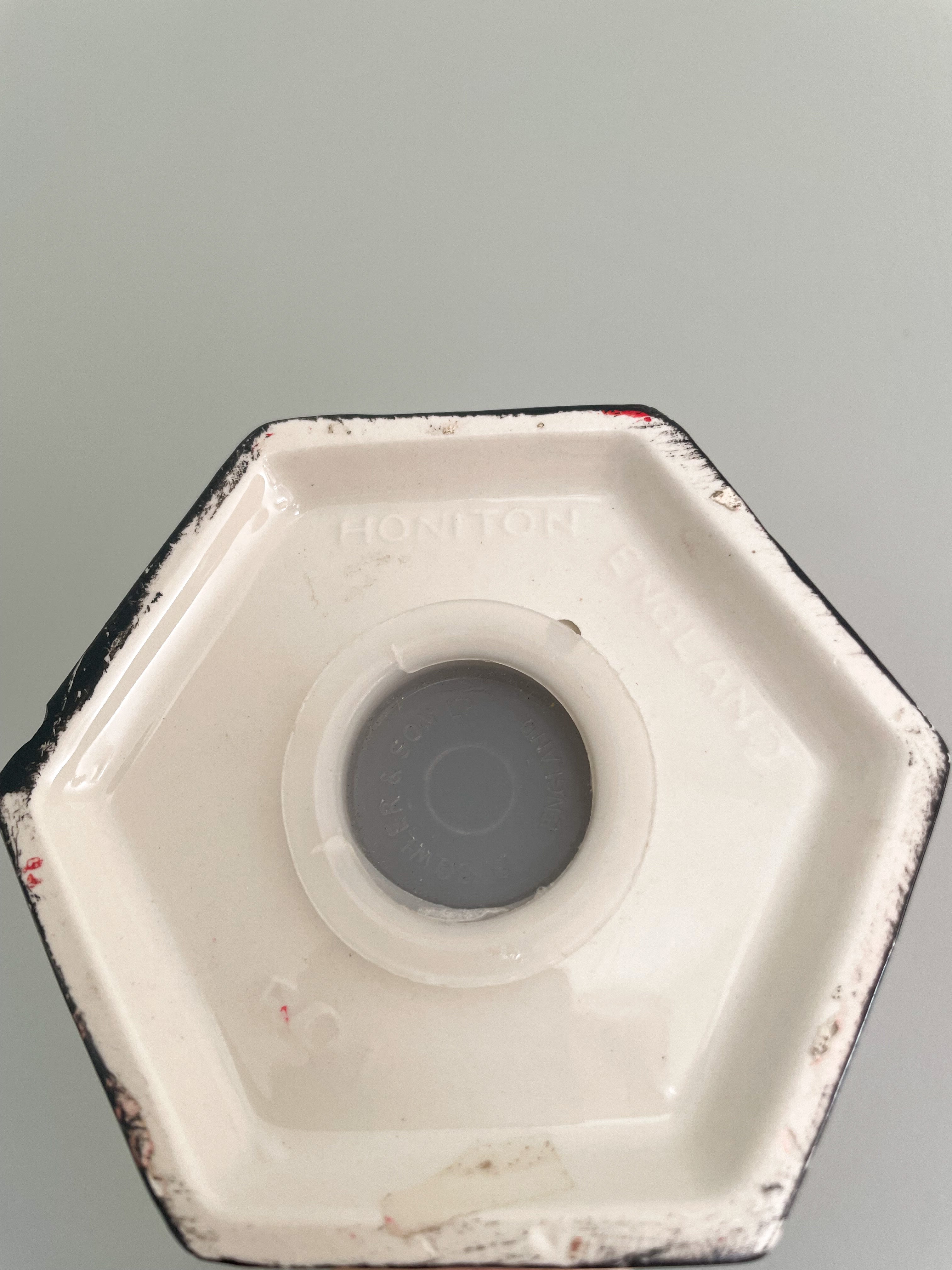 Vintage ceramic hexagonal ‘Penfold’ Victorian red post box money box, by Honiton England - Moppet