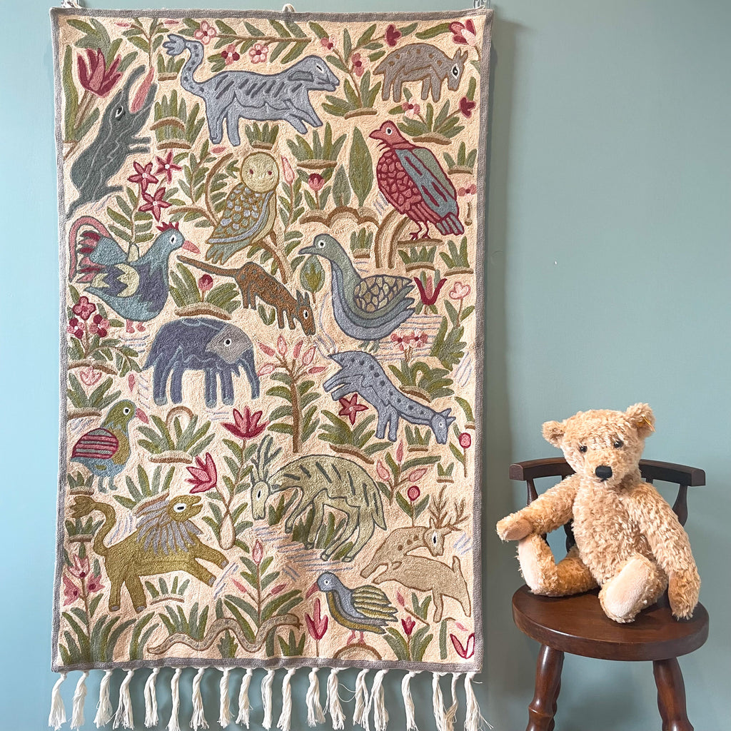 Handmade folk art animal safari children's wall hanging tapestry | Shalimar BACK IN STOCK - Moppet