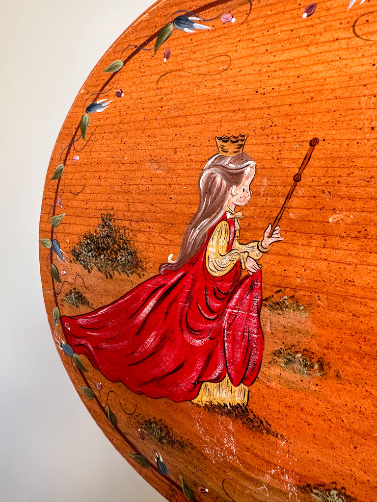 Vintage Dutch wooden hand-painted fairytale stool, signed and numbered by artist M. Kramer - Moppet