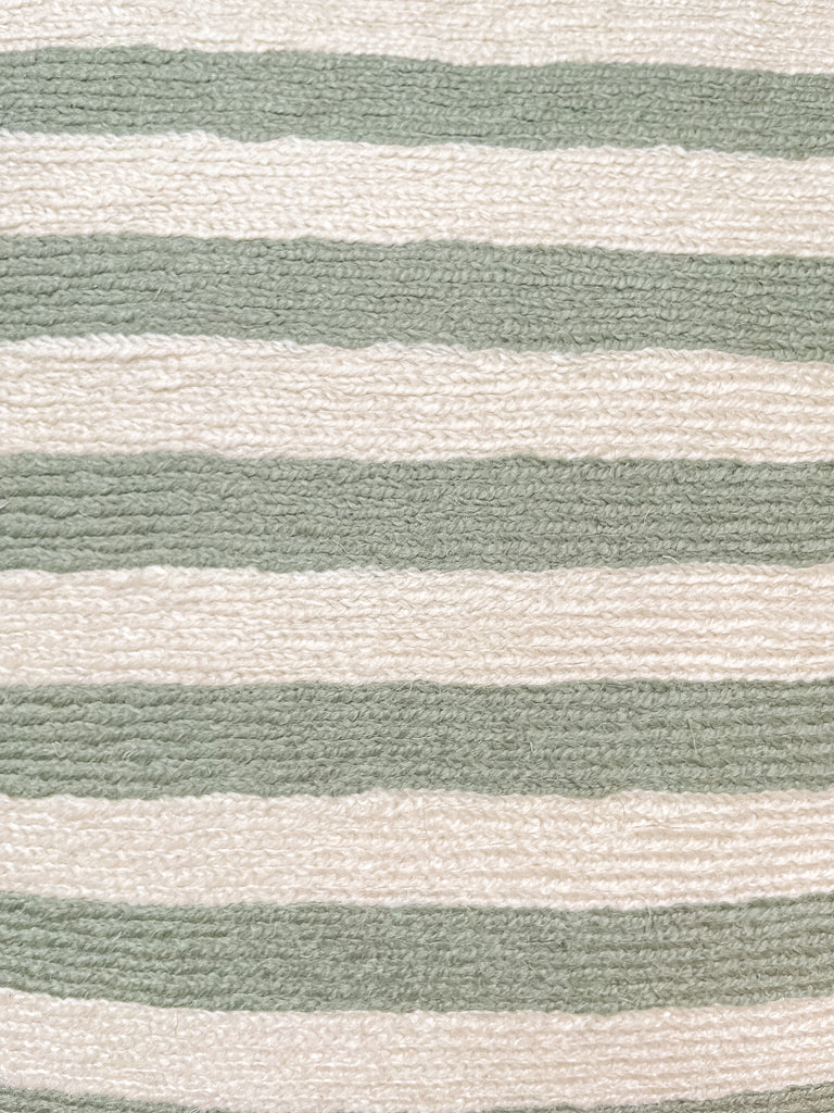 *NEW* Handmade crewel embroidered cushion cover | sage green stripe - Moppet
