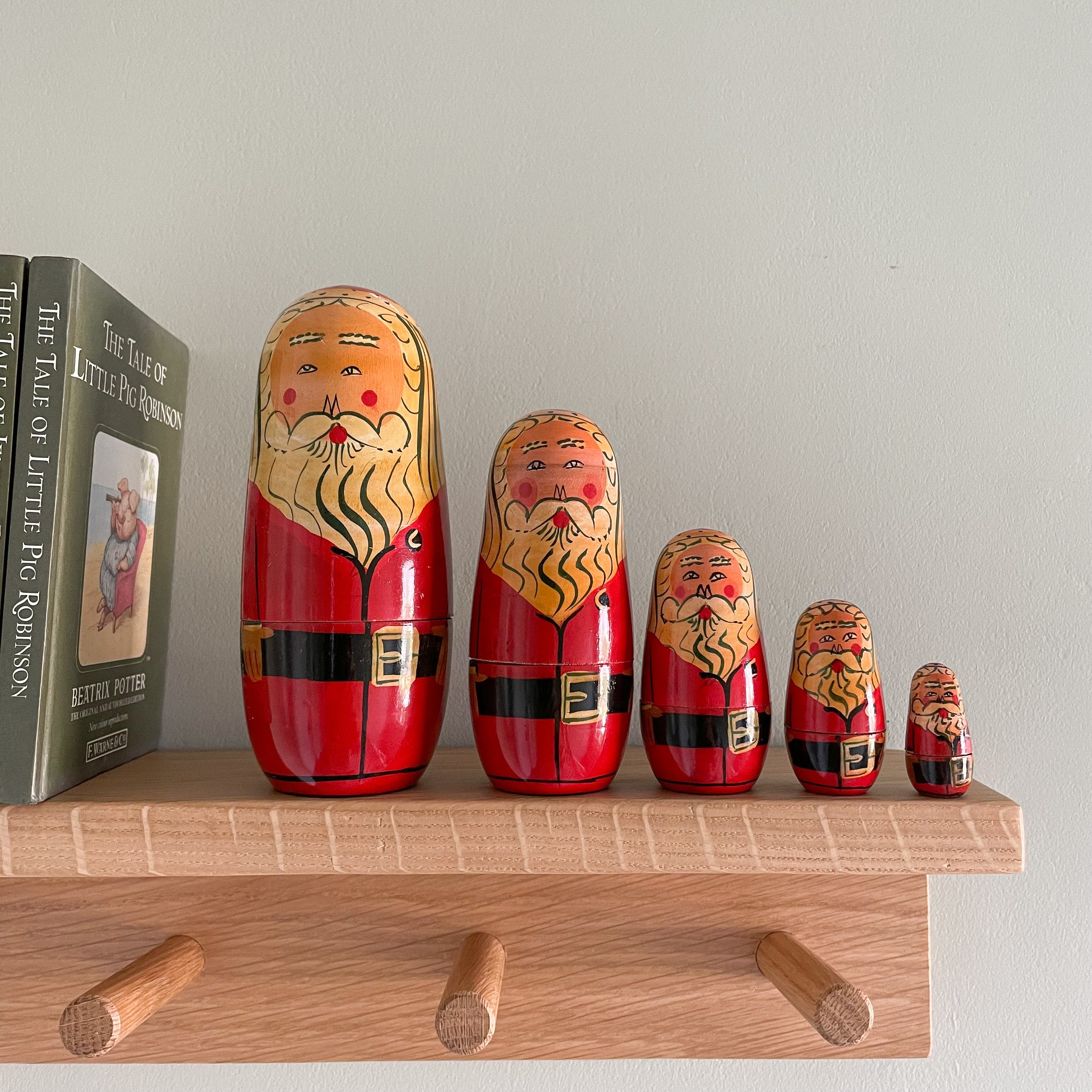 Vintage wooden Father Christmas Santa nesting Russian Matryoshka dolls - Moppet