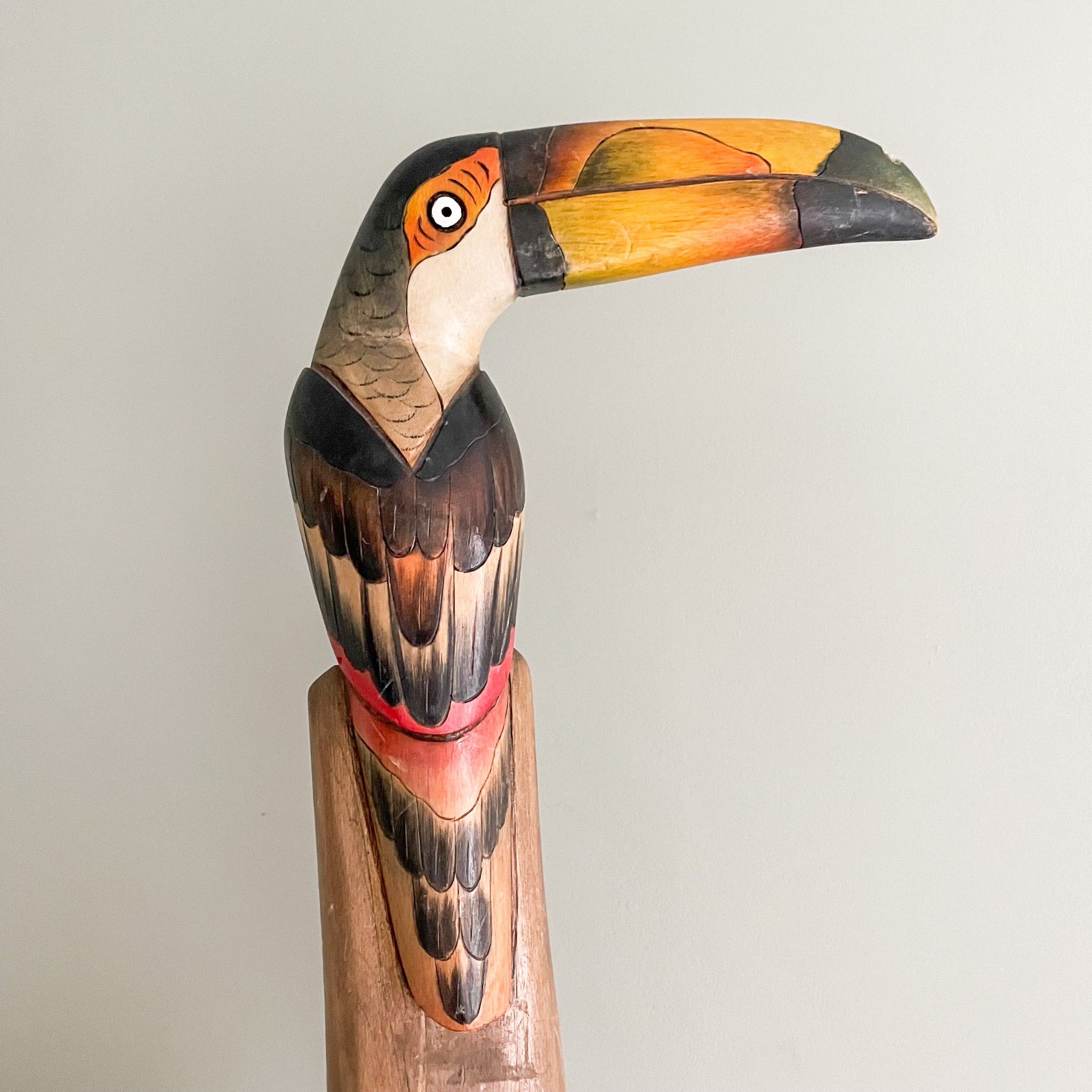 Vintage hand-carved wooden toucan folk art figurine - Moppet