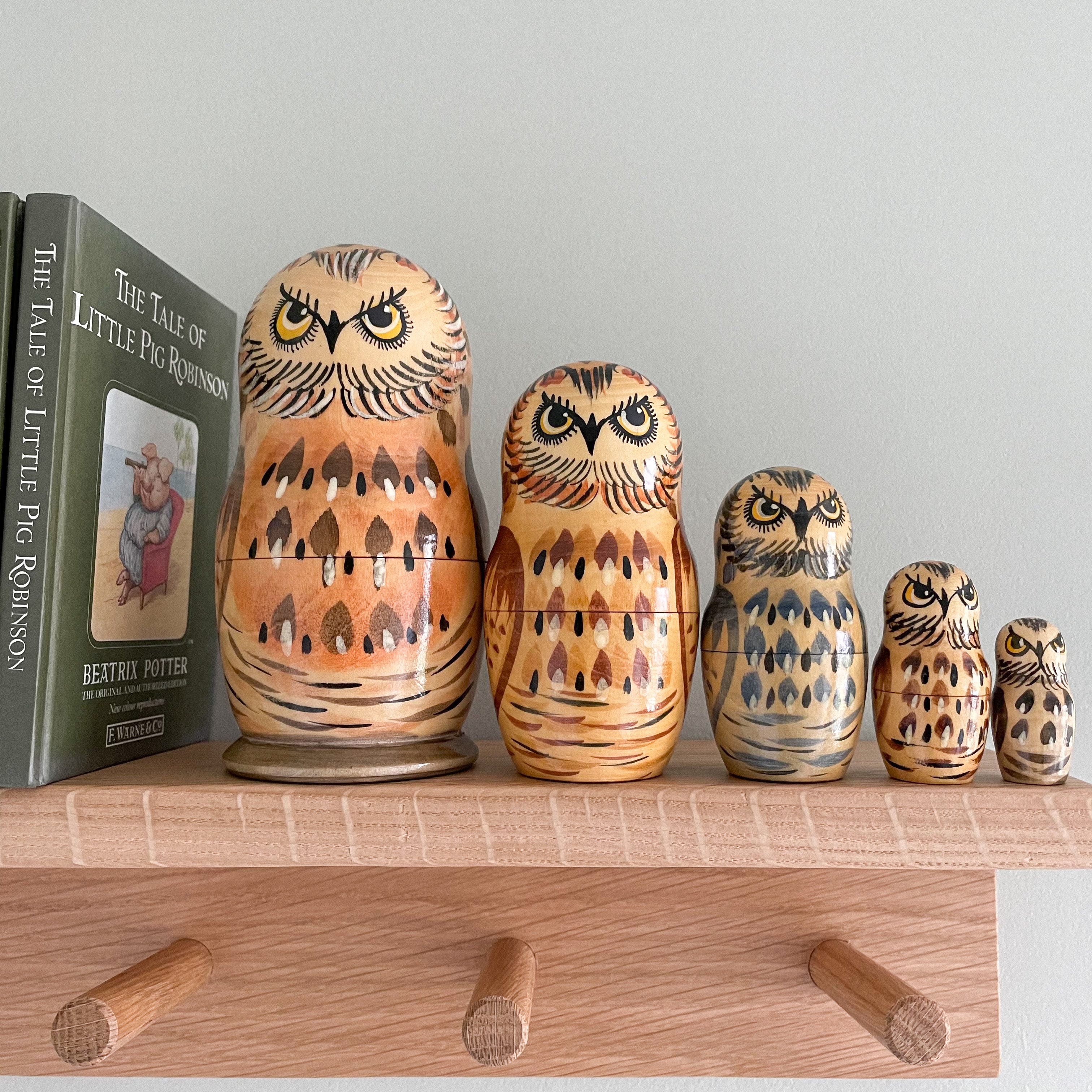 Vintage wooden nesting owl ‘Russian’ dolls - Moppet