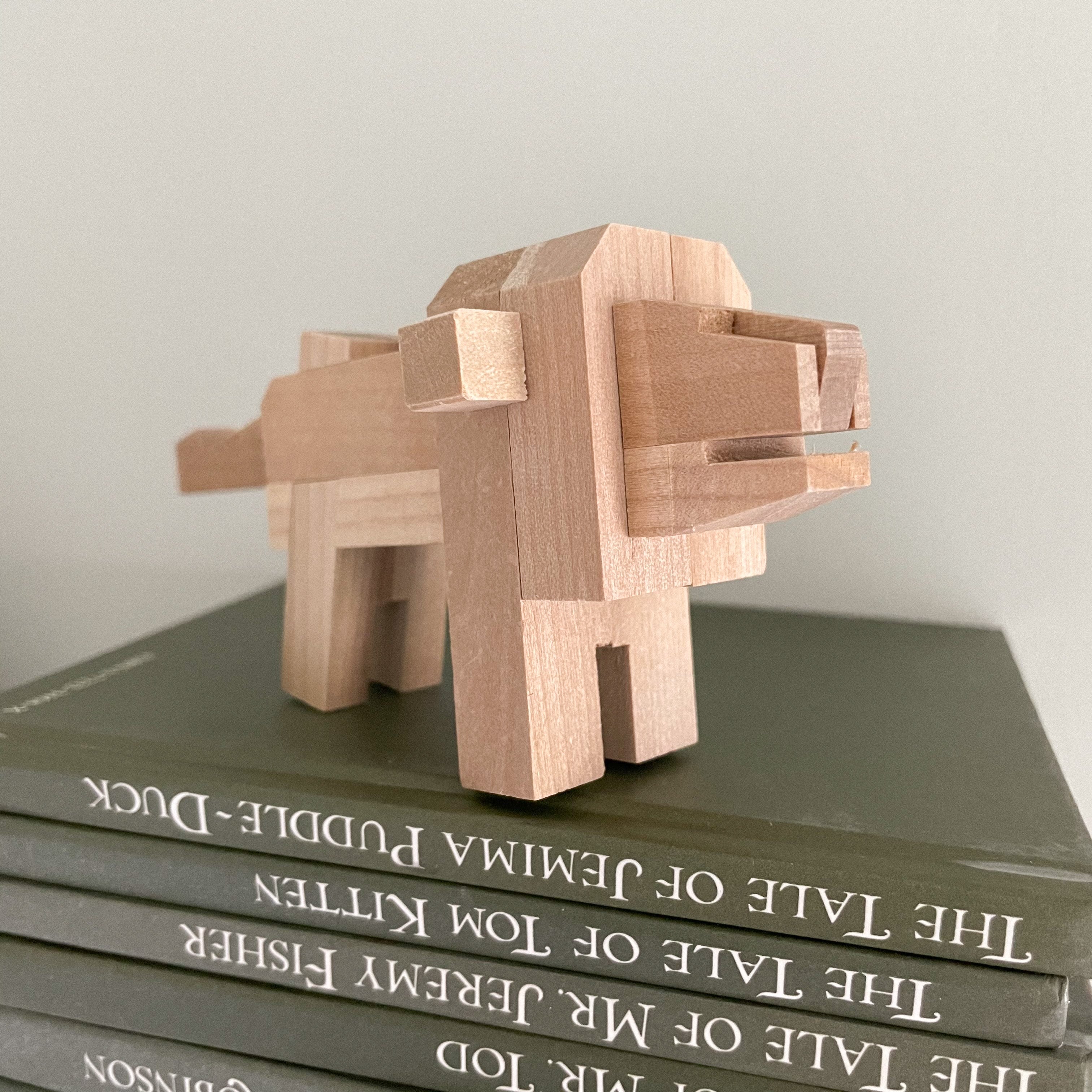 Vintage 1950s Kumiki wooden lion puzzle by Hirokichi Yamanaka of Japan - Moppet