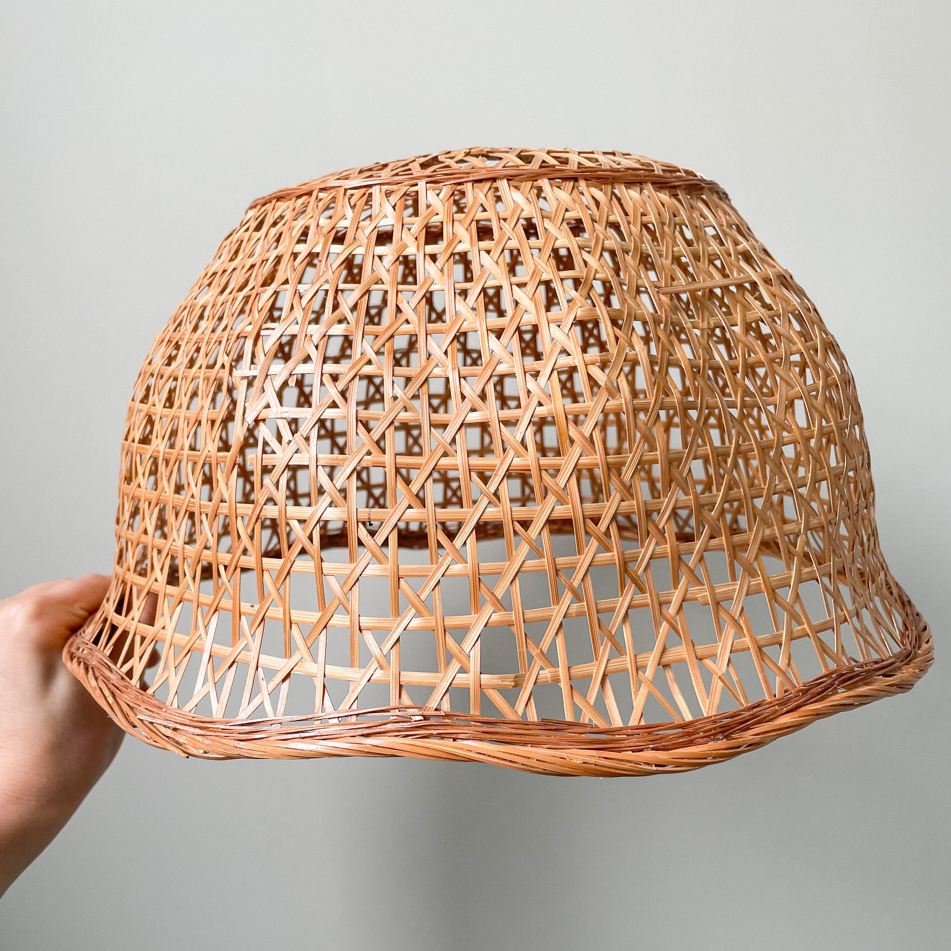 Vintage woven rattan wicker ceiling shade with a wavy edge - Moppet