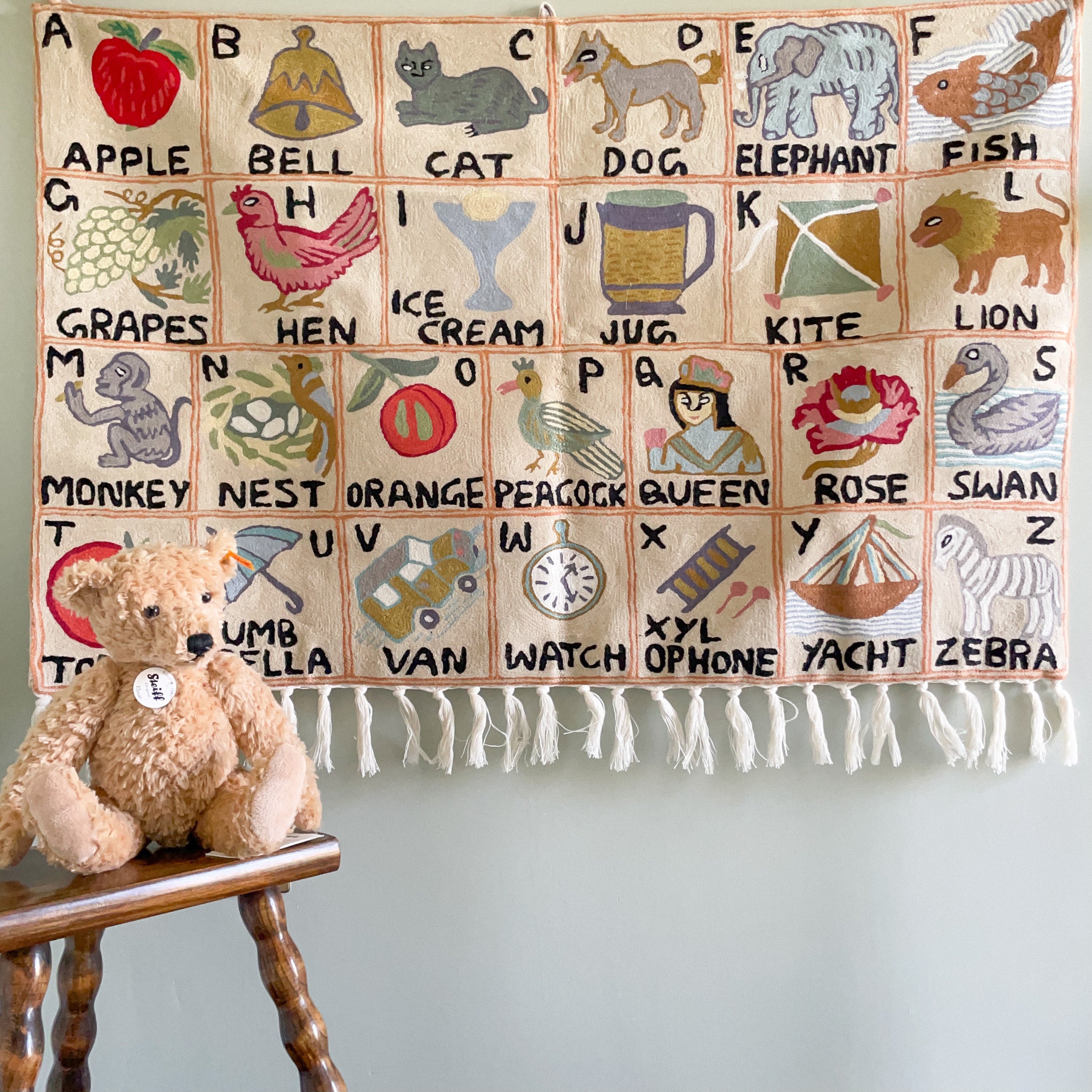 Landscape ABC wall hanging in folk art design | Suru - Moppet