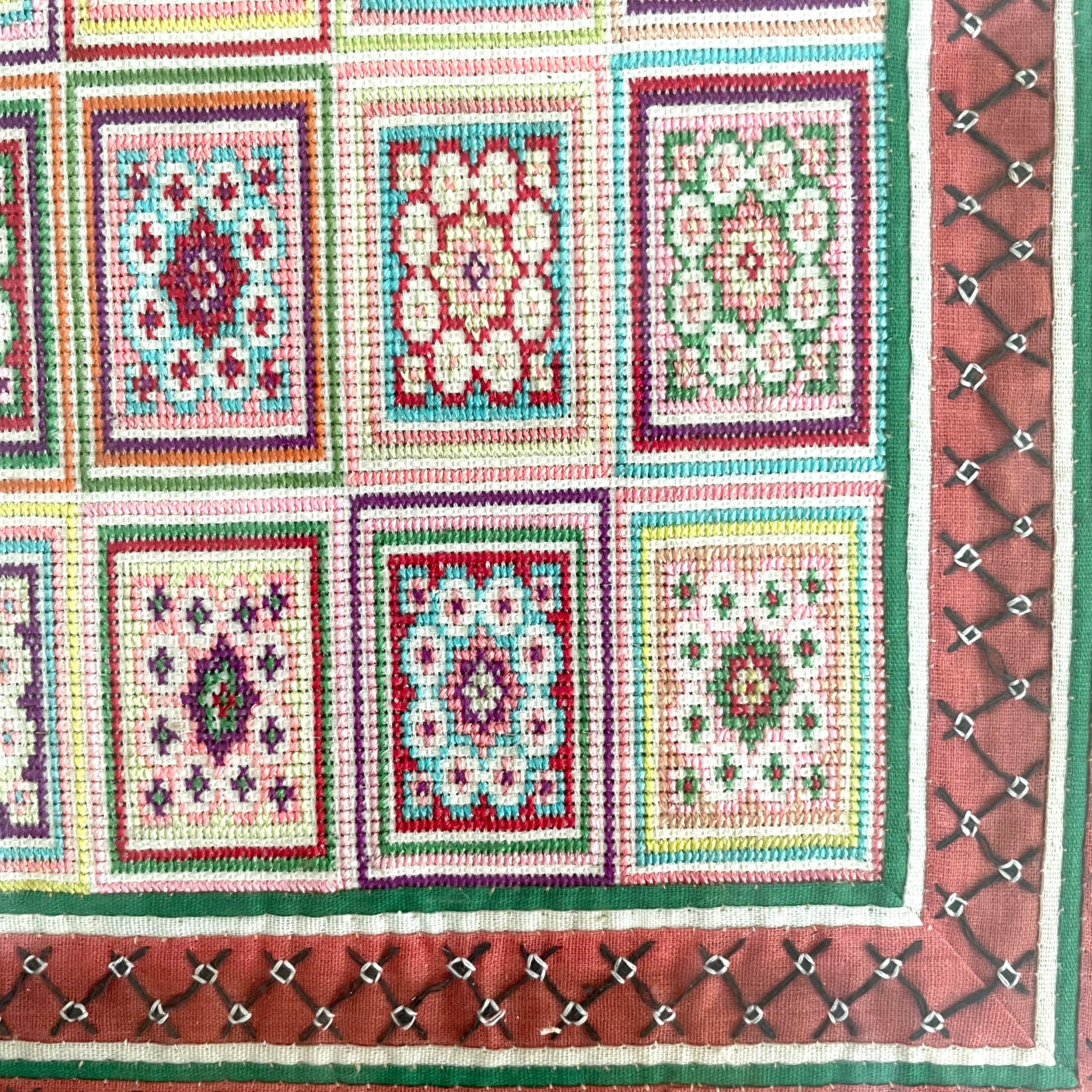Vintage framed embroidery sampler - Moppet