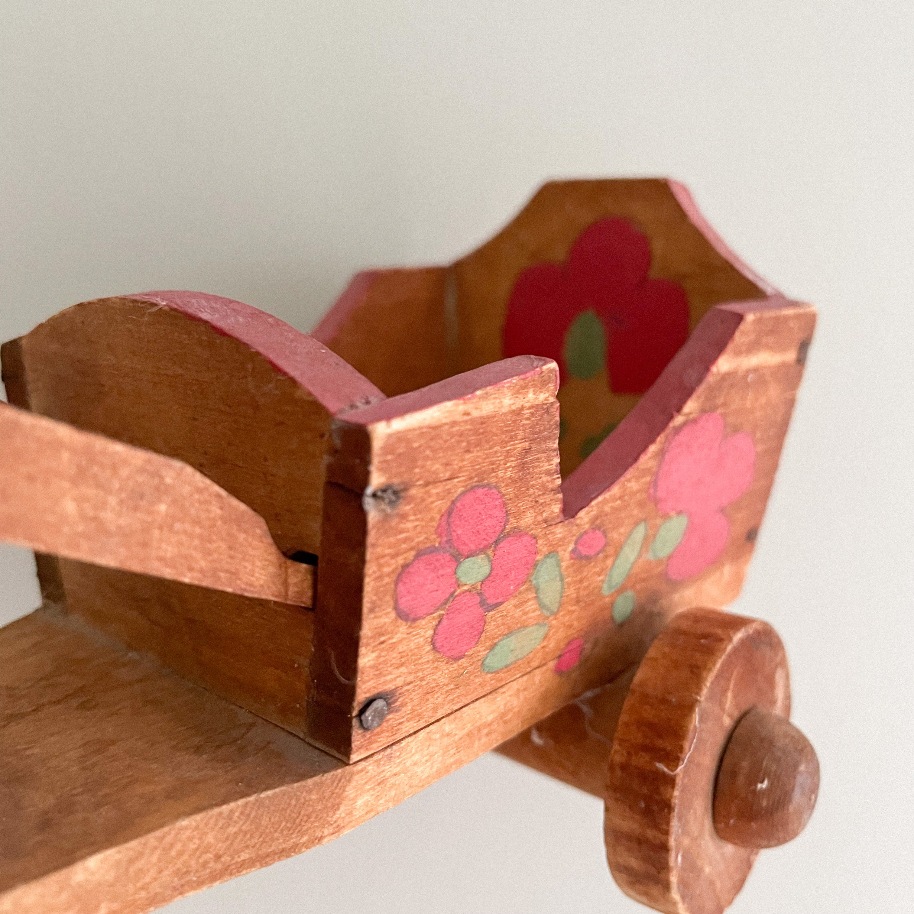 Vintage 1940/50s wooden folk art horse and cart - Moppet
