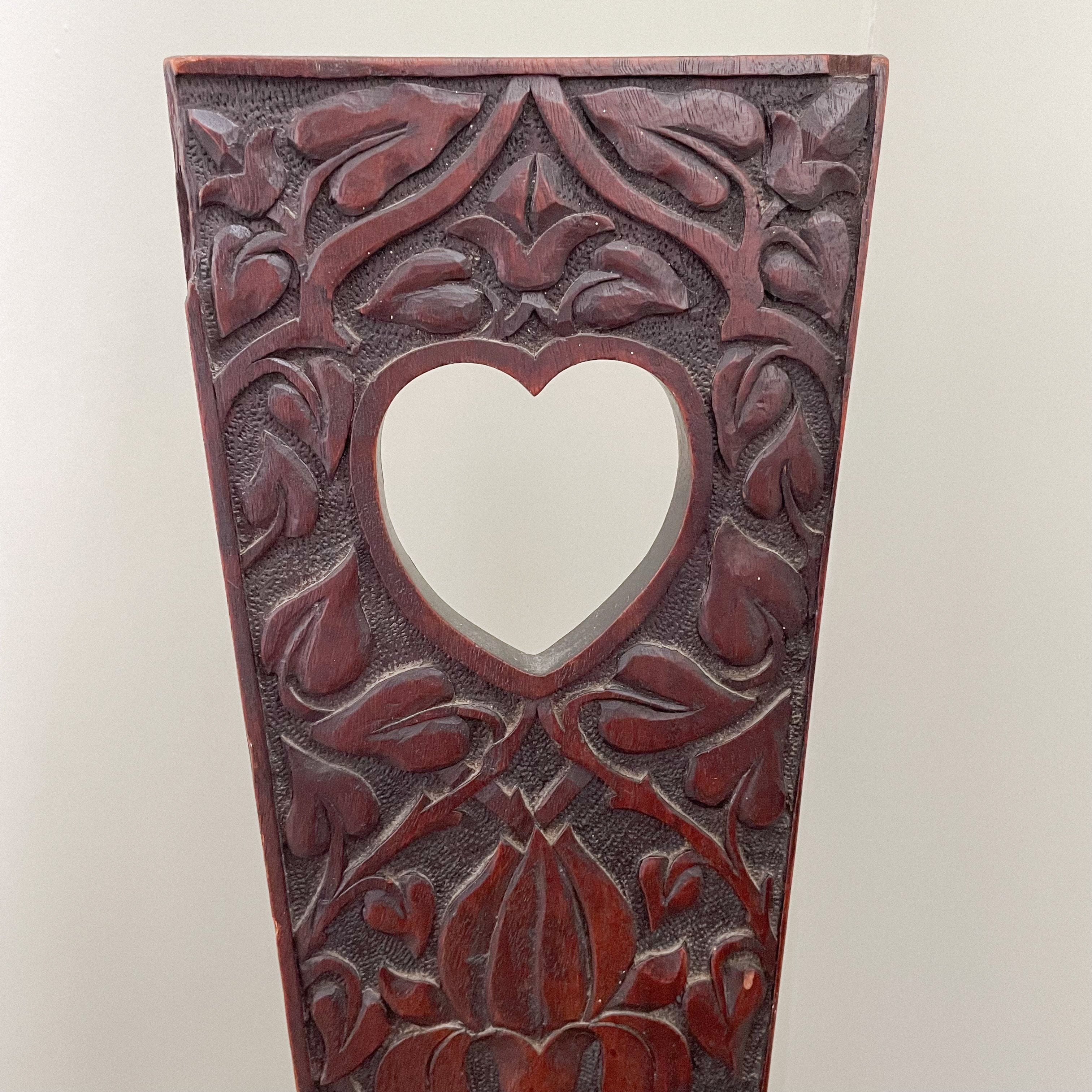Vintage hand-carved wooden spinning chair or ‘Welsh love seat’ with bobbin-turned legs - Moppet