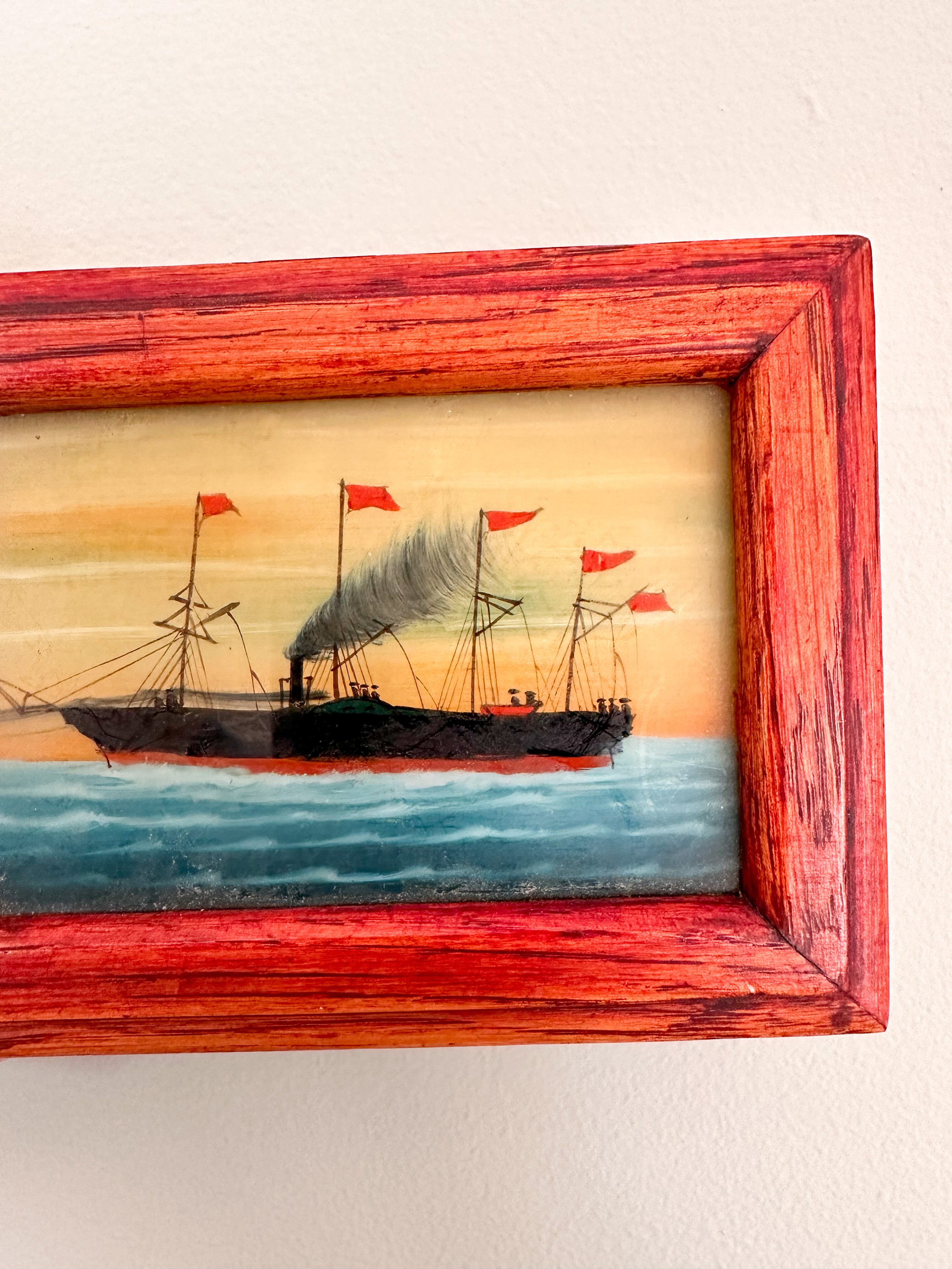 Vintage hand-painted steamliner/ship/boat trinket box - Moppet