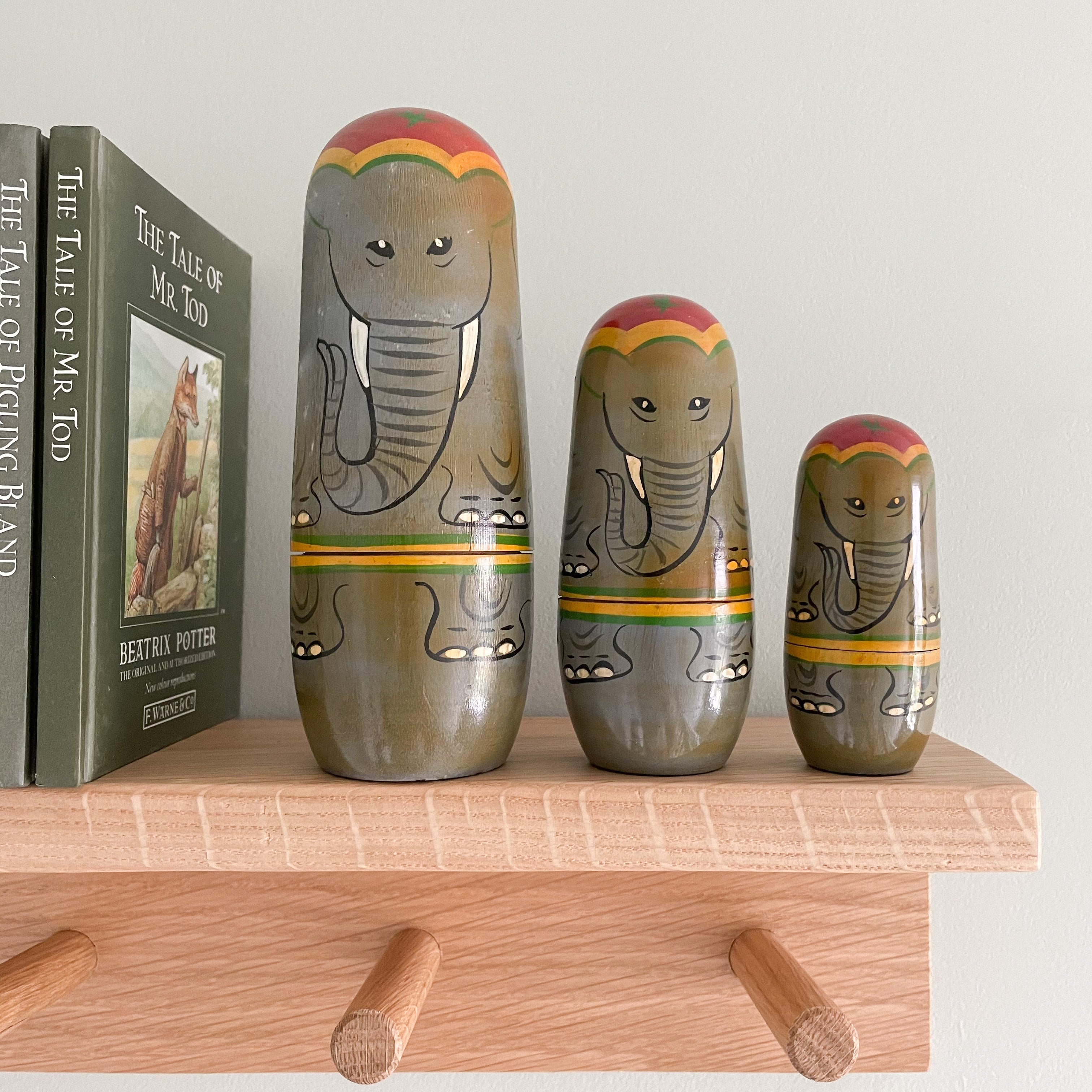 Vintage wooden nesting elephant ‘Russian’ dolls - Moppet