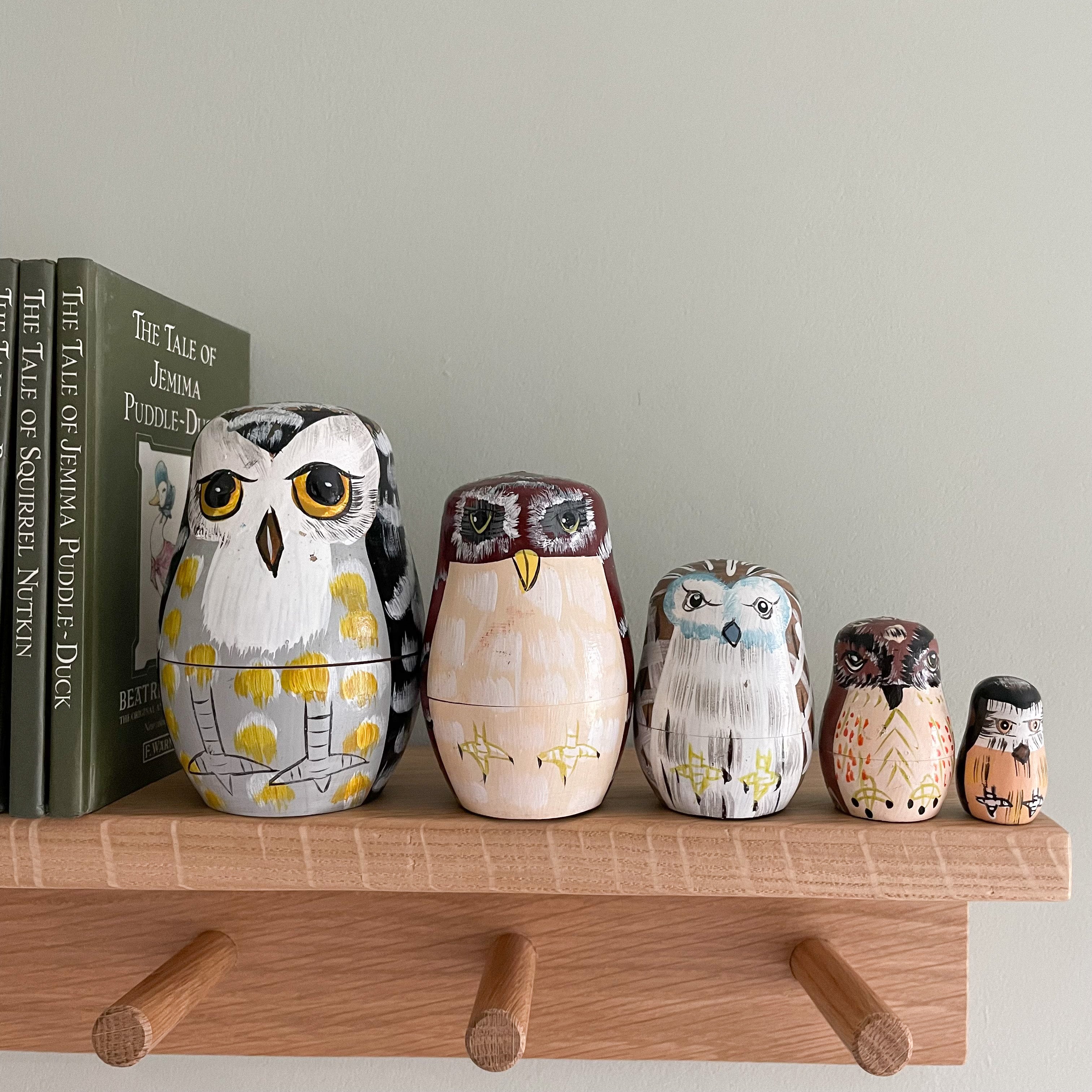 Vintage wooden nesting owl ‘Russian’ dolls - Moppet