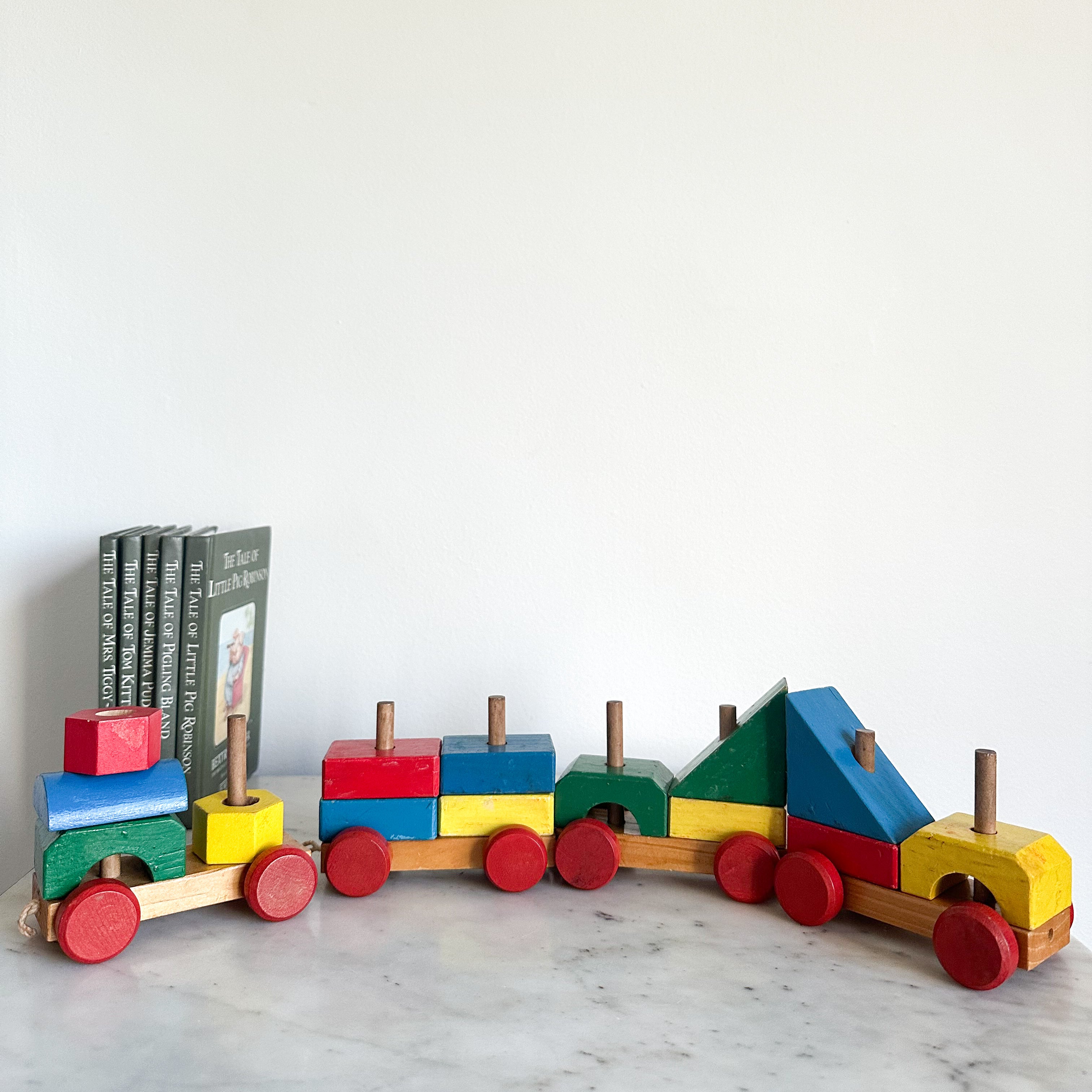 Vintage wooden stacking blocks train