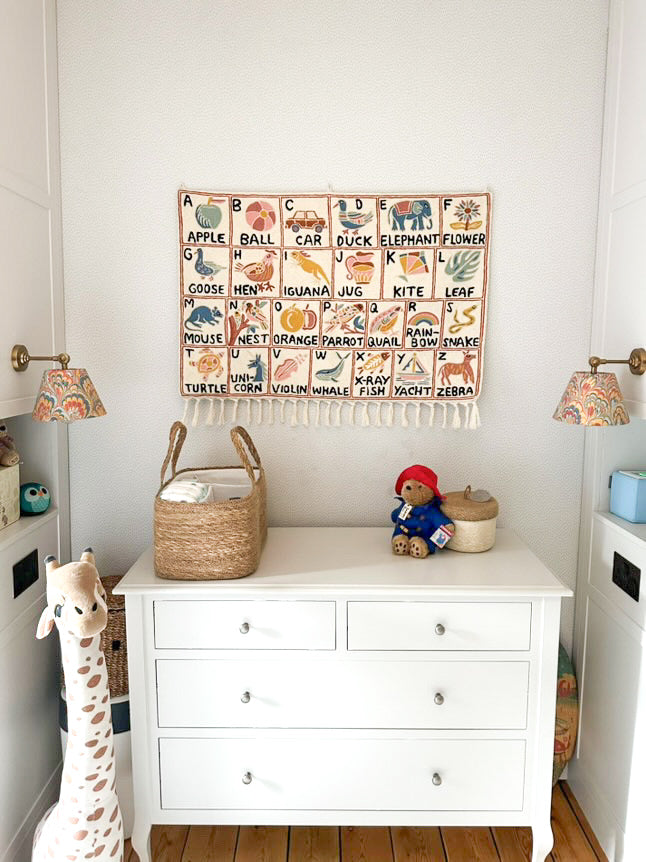 Handmade alphabet ABC crewel wall hanging tapestry  |  Aru (landscape) | PREORDER - Moppet