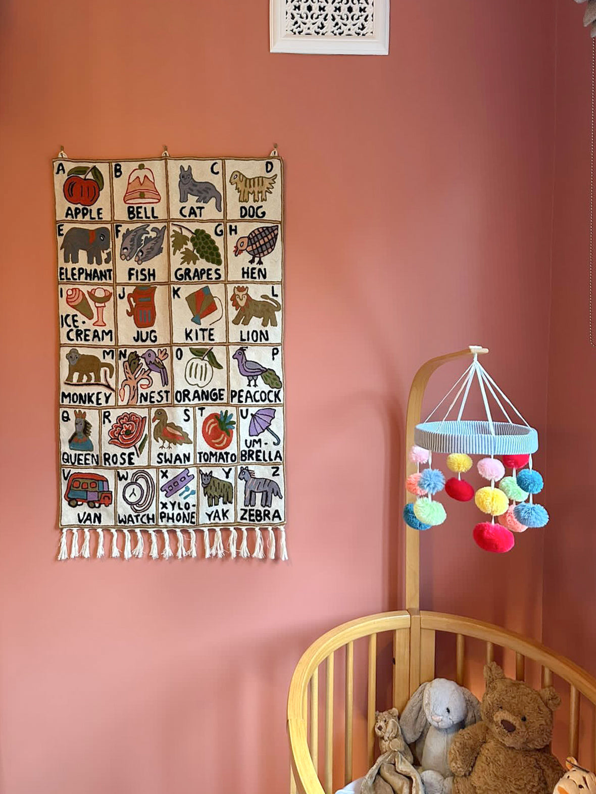 Handmade alphabet ABC crewel wall hanging tapestry | Shekdur  | PREORDER - Moppet