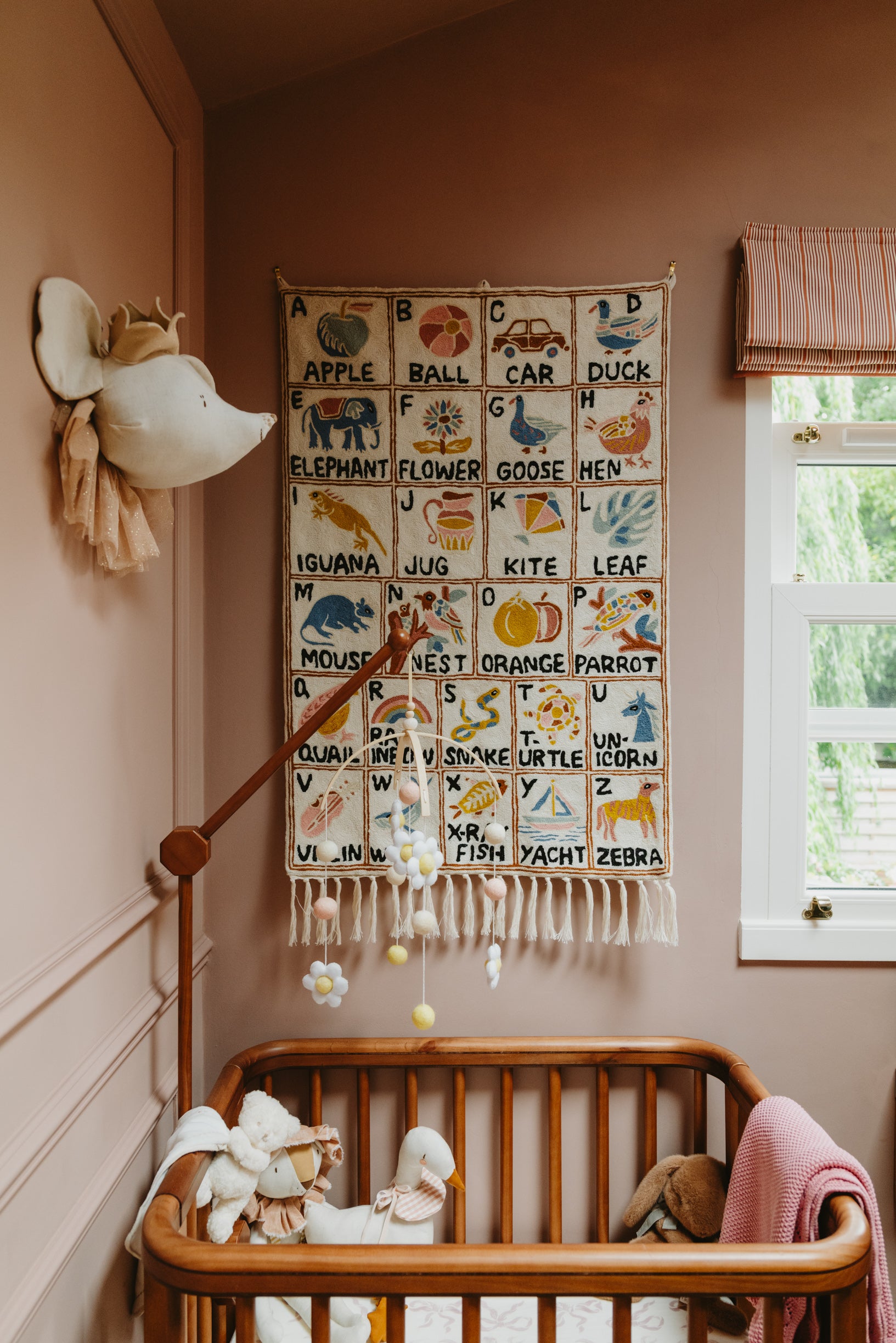 Handmade alphabet ABC crewel wall hanging tapestry |  Aru (portrait) | PREORDER - Moppet
