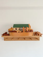 Load image into Gallery viewer, Vintage wooden Noah’s Ark toy set with green roof - Moppet
