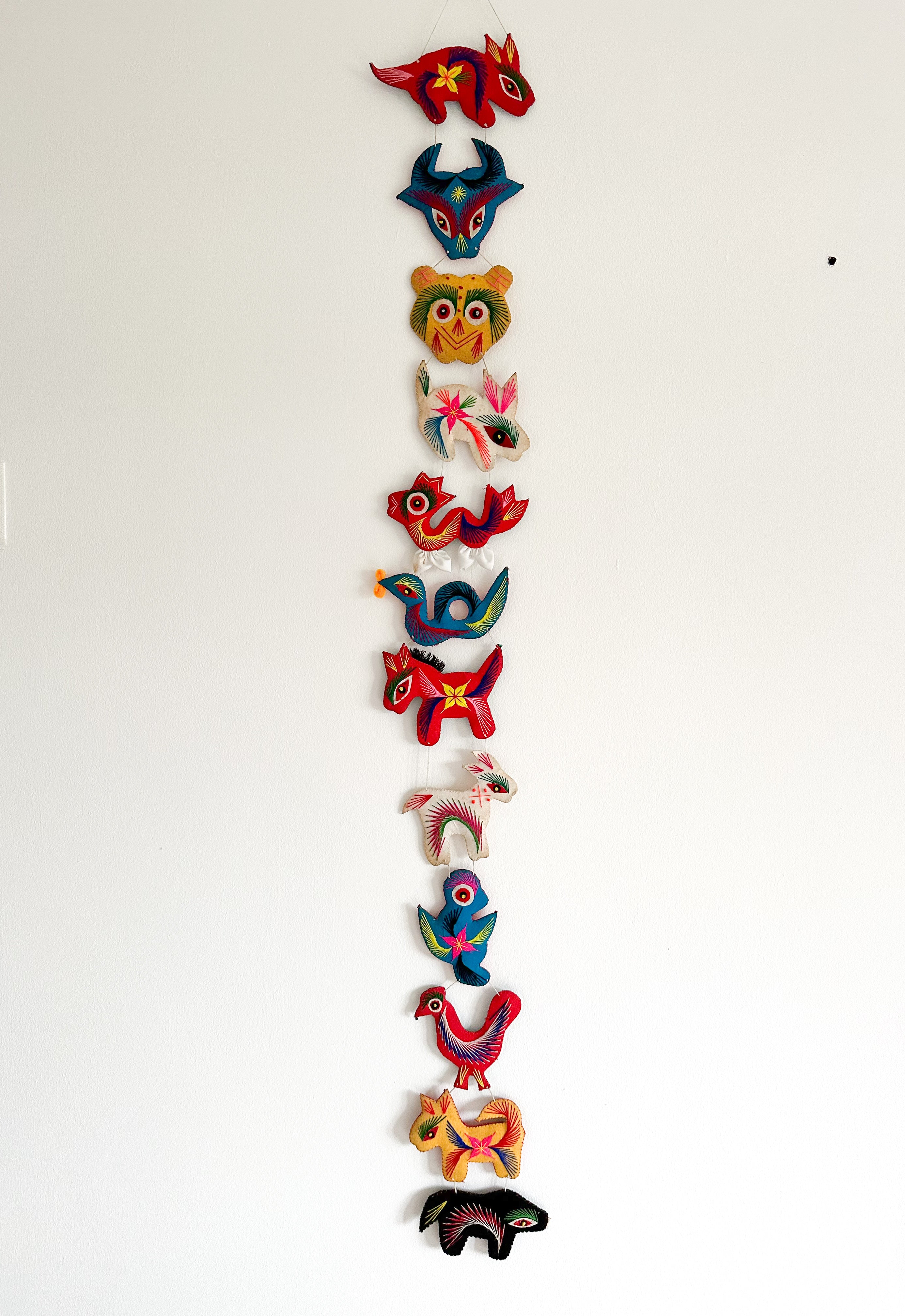 Vintage 1960s signs of the Zodiac hand-embroidered Chinese animal wall hanging - Moppet