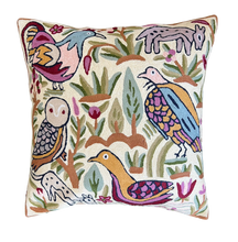 Load image into Gallery viewer, Handmade crewel embroidered cushion cover | Kolahoi jungle animal safari - Moppet
