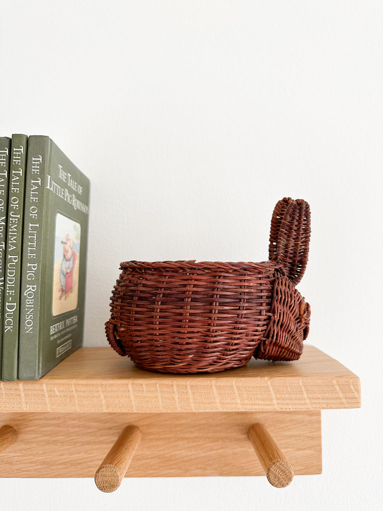 Vintage wicker/rattan rabbit Easter display basket - Moppet