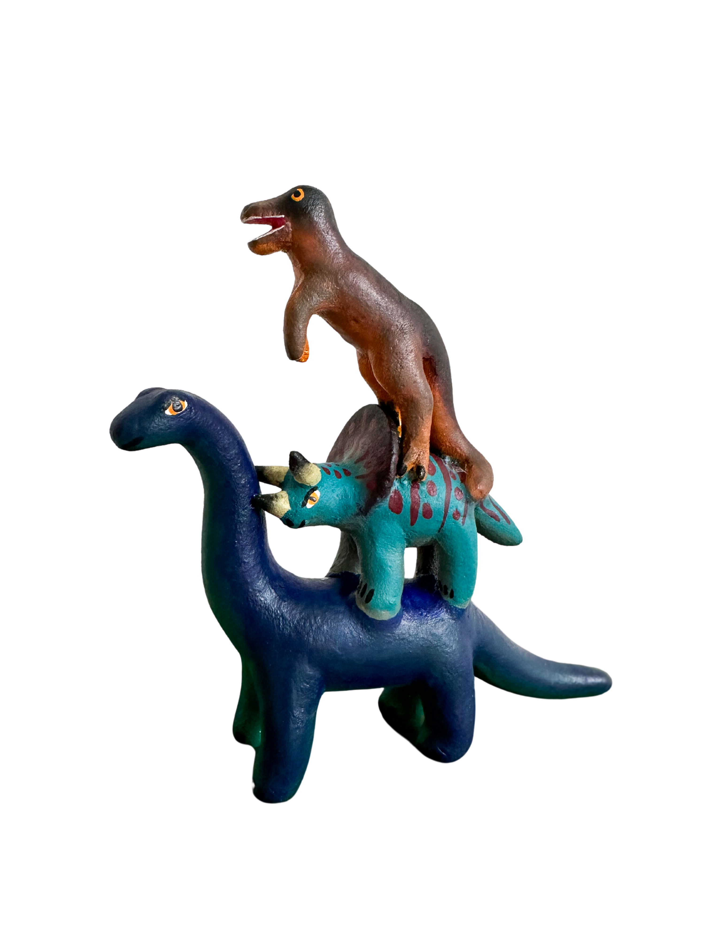 'Mexican menagerie' ceramic sculpture | Dinosaurs  (Diplodocus, Triceratops, T-Rex) - Moppet