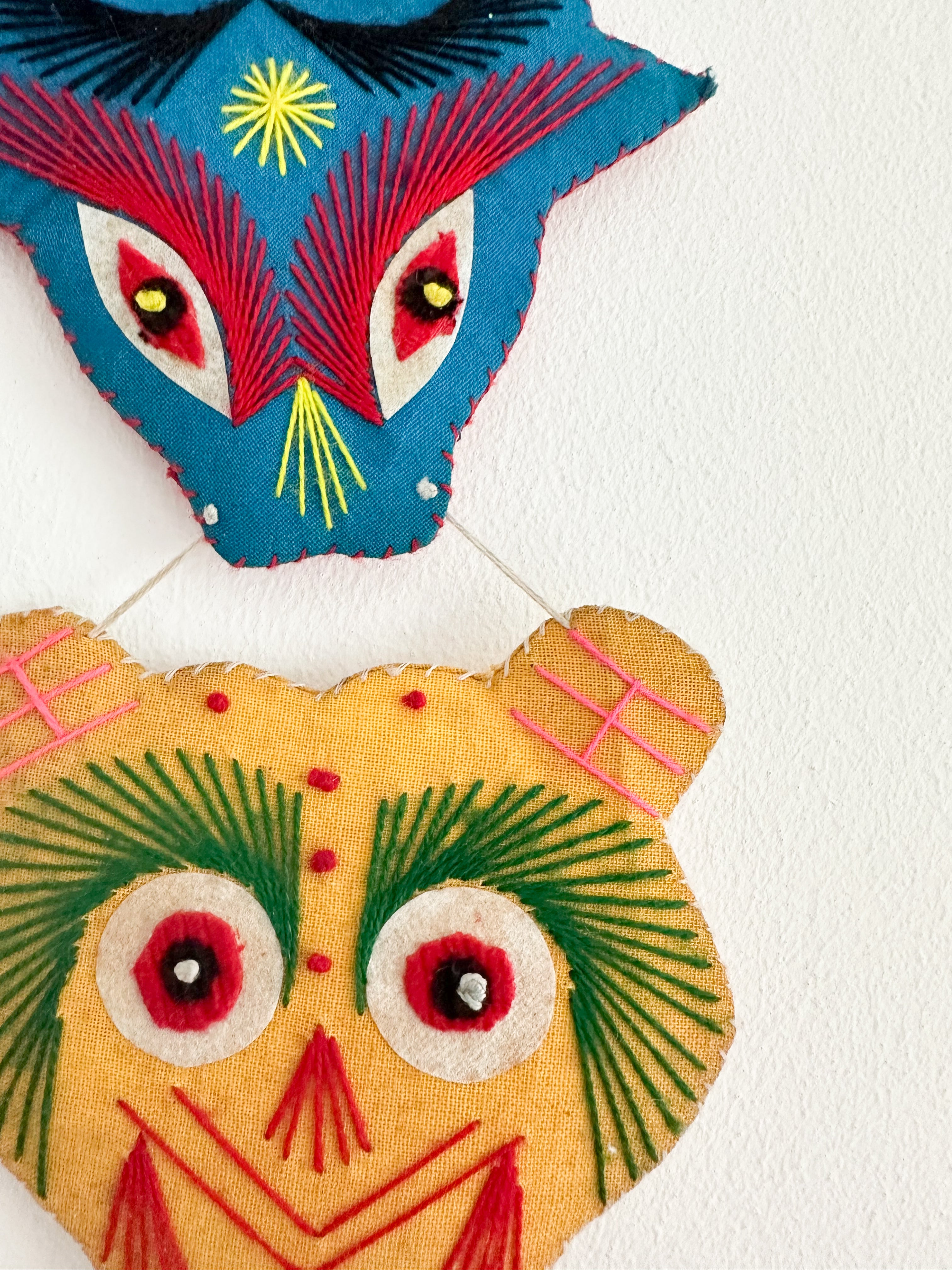 Vintage 1960s signs of the Zodiac hand-embroidered Chinese animal wall hanging - Moppet