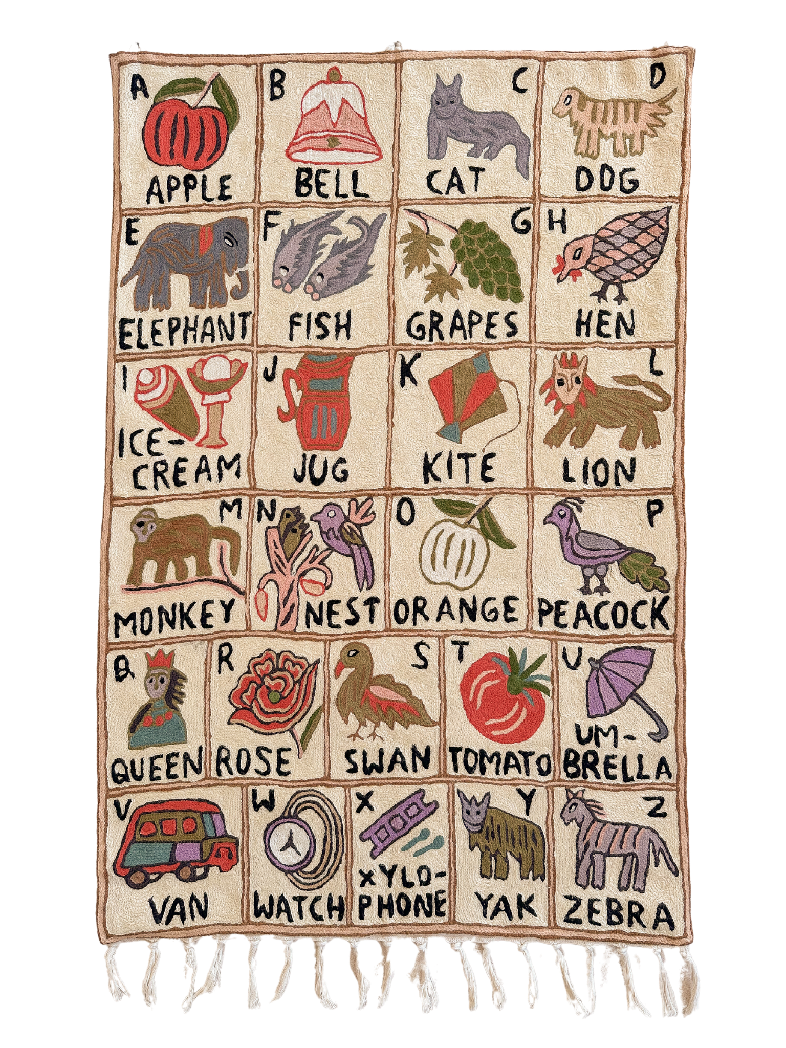 Handmade alphabet ABC crewel wall hanging tapestry | Shekdur  | PREORDER - Moppet