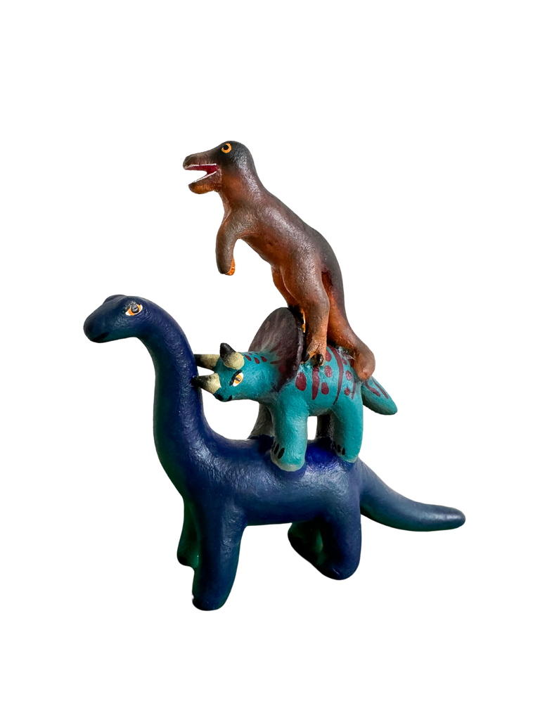 'Mexican menagerie' ceramic sculpture | Dinosaurs  (Diplodocus, Triceratops, T-Rex) - Moppet