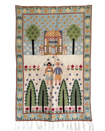 Handmade folk art house crewel wall hanging tapestry | Keran (PREORDER) - Moppet