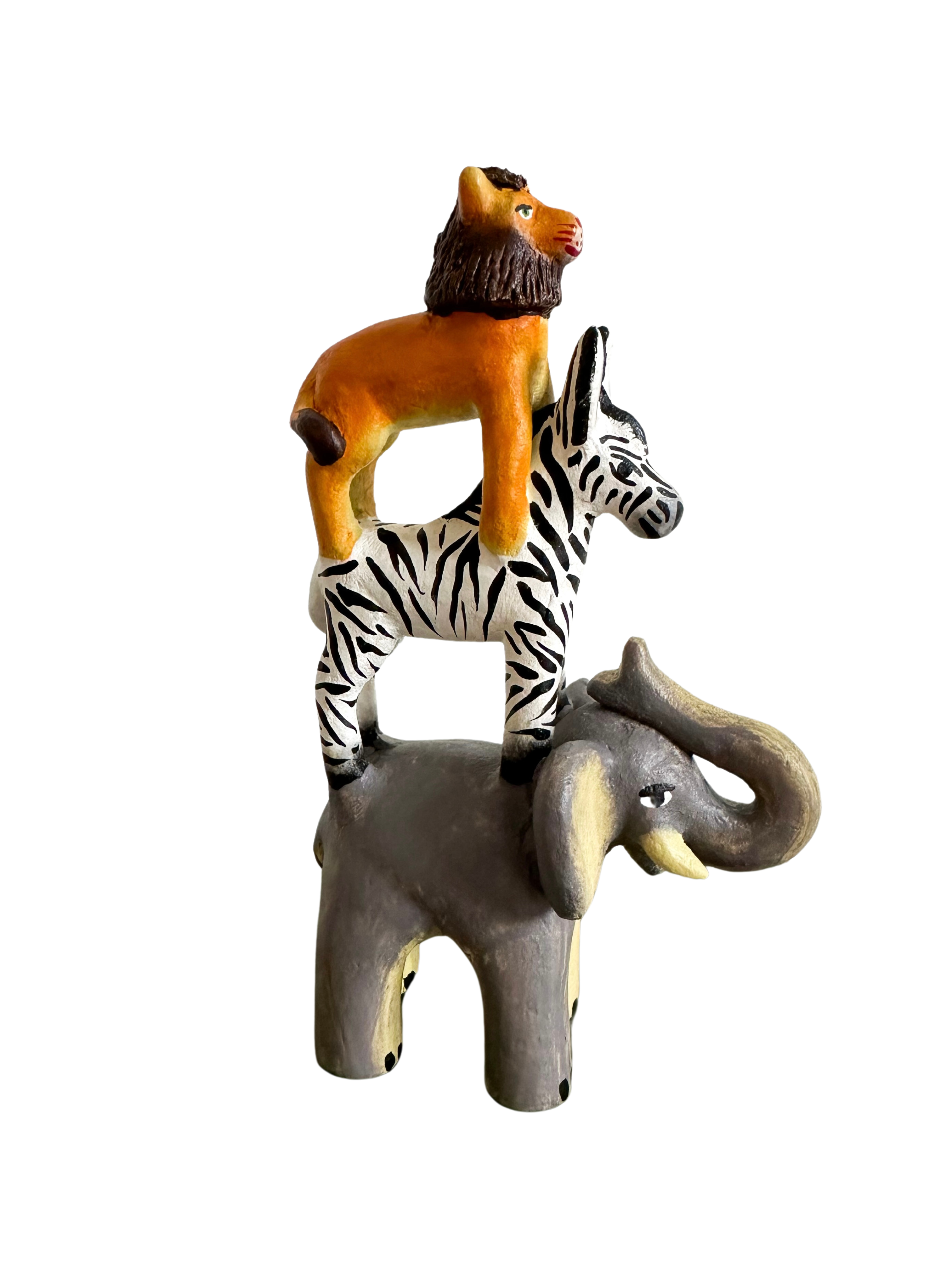 'Mexican menagerie' ceramic sculpture | Safari  (elephant, zebra, lion) - Moppet