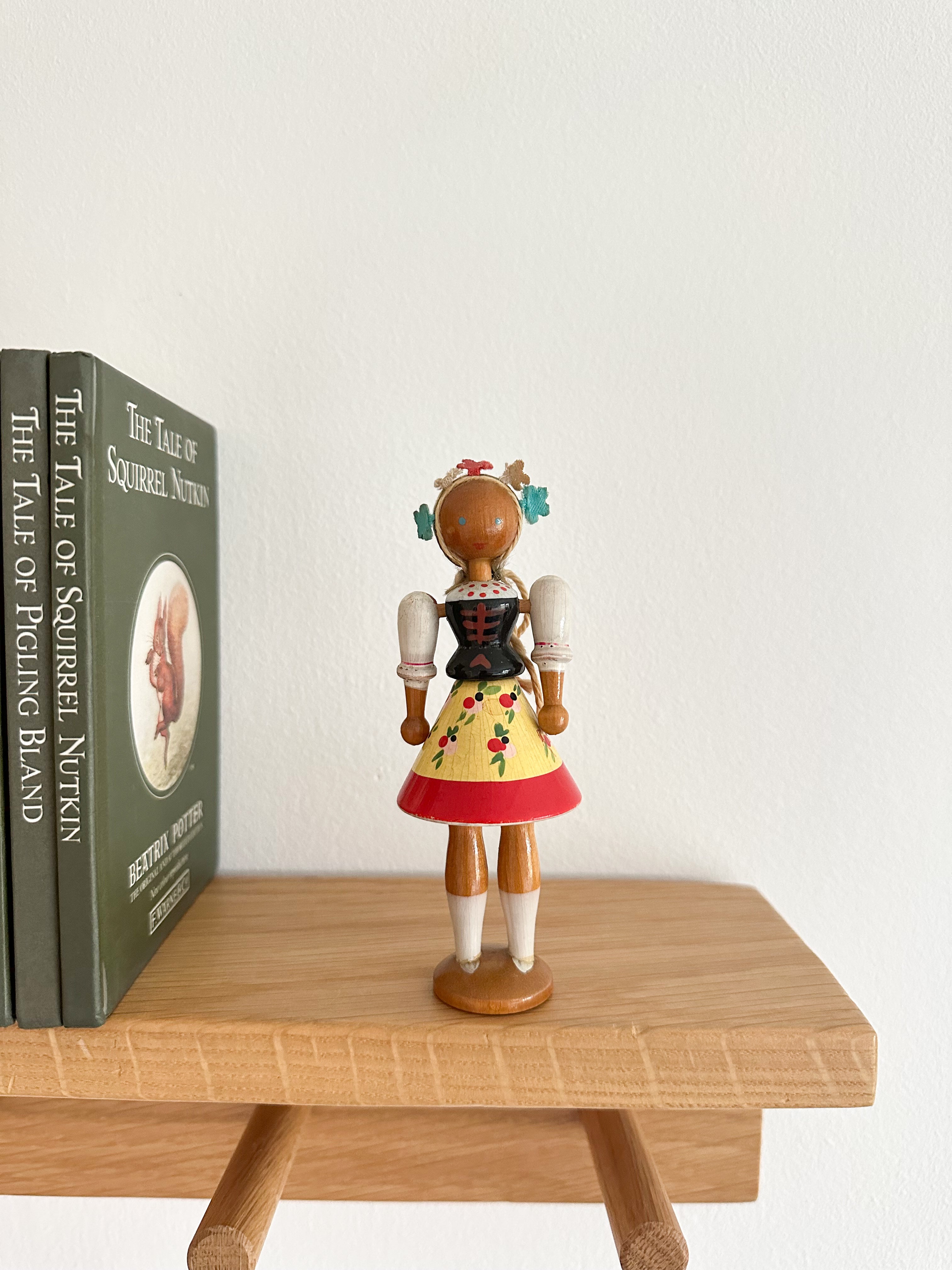 Vintage Polish wooden hand-painted folk art doll - Moppet