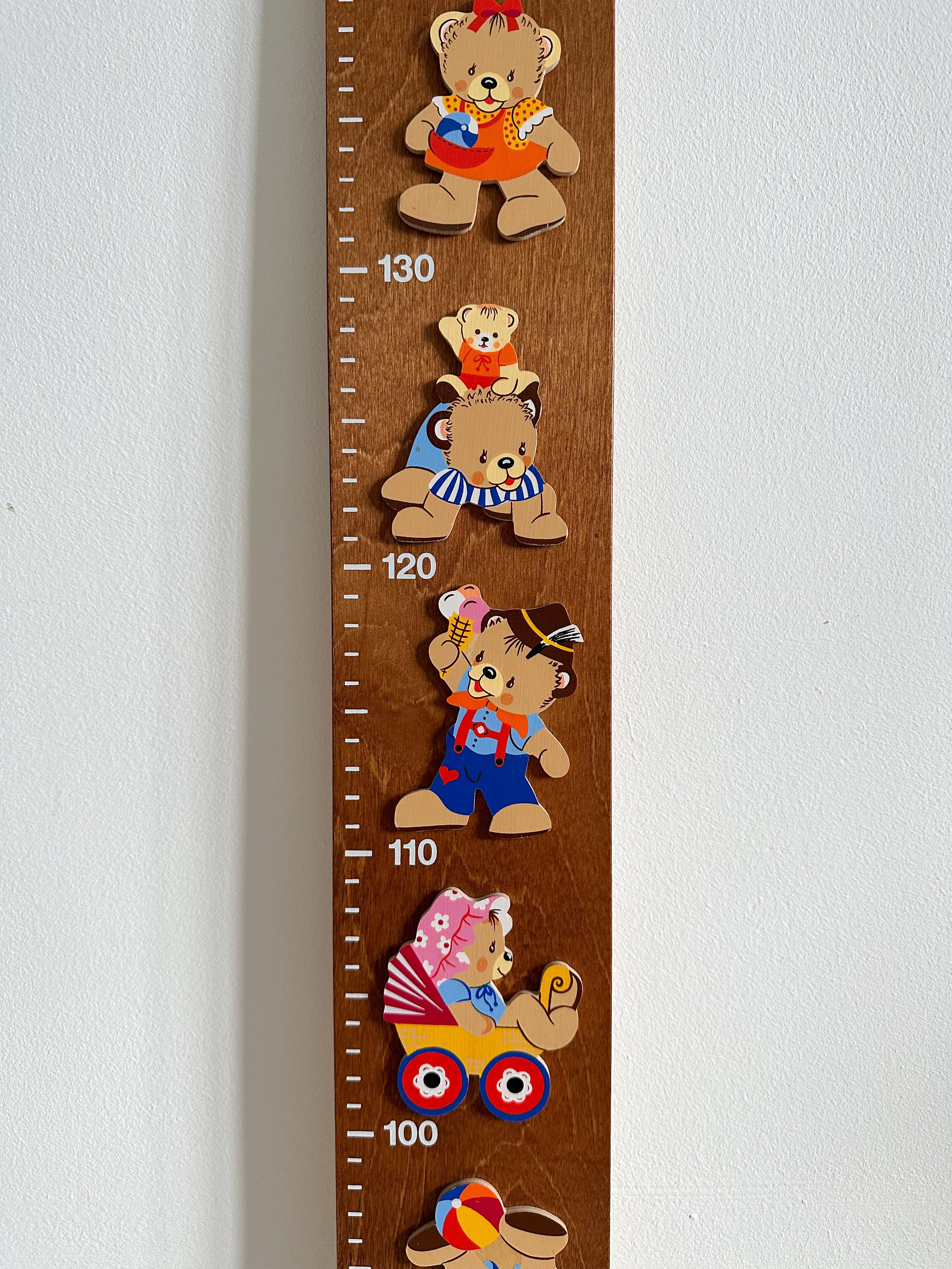 Vintage 1980s German wooden bear themed measuring stick or height chart, by Mertens Kunst - Moppet