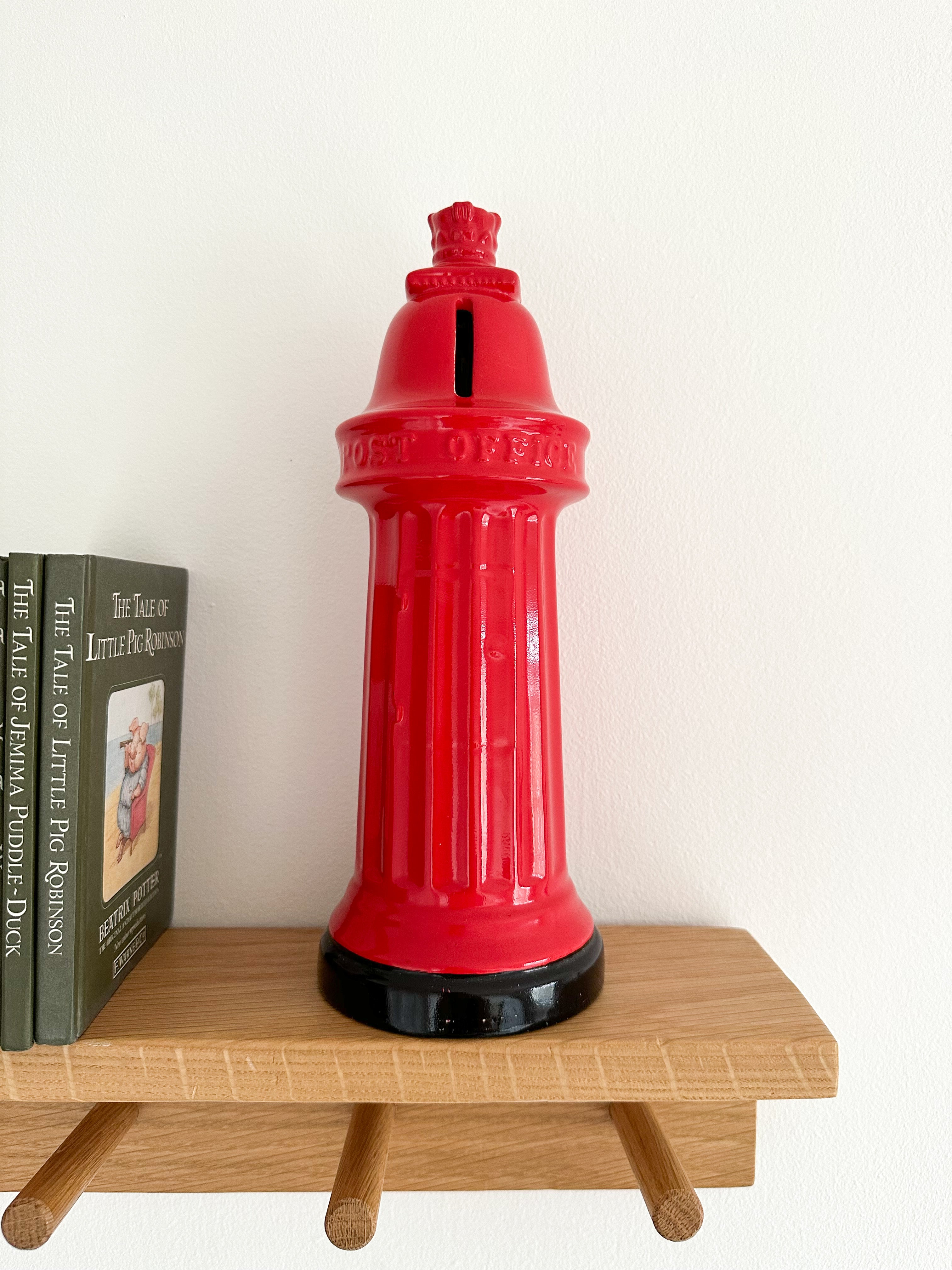 Vintage ceramic Victorian red post box money box, by Dartmouth Pottery, England - Moppet