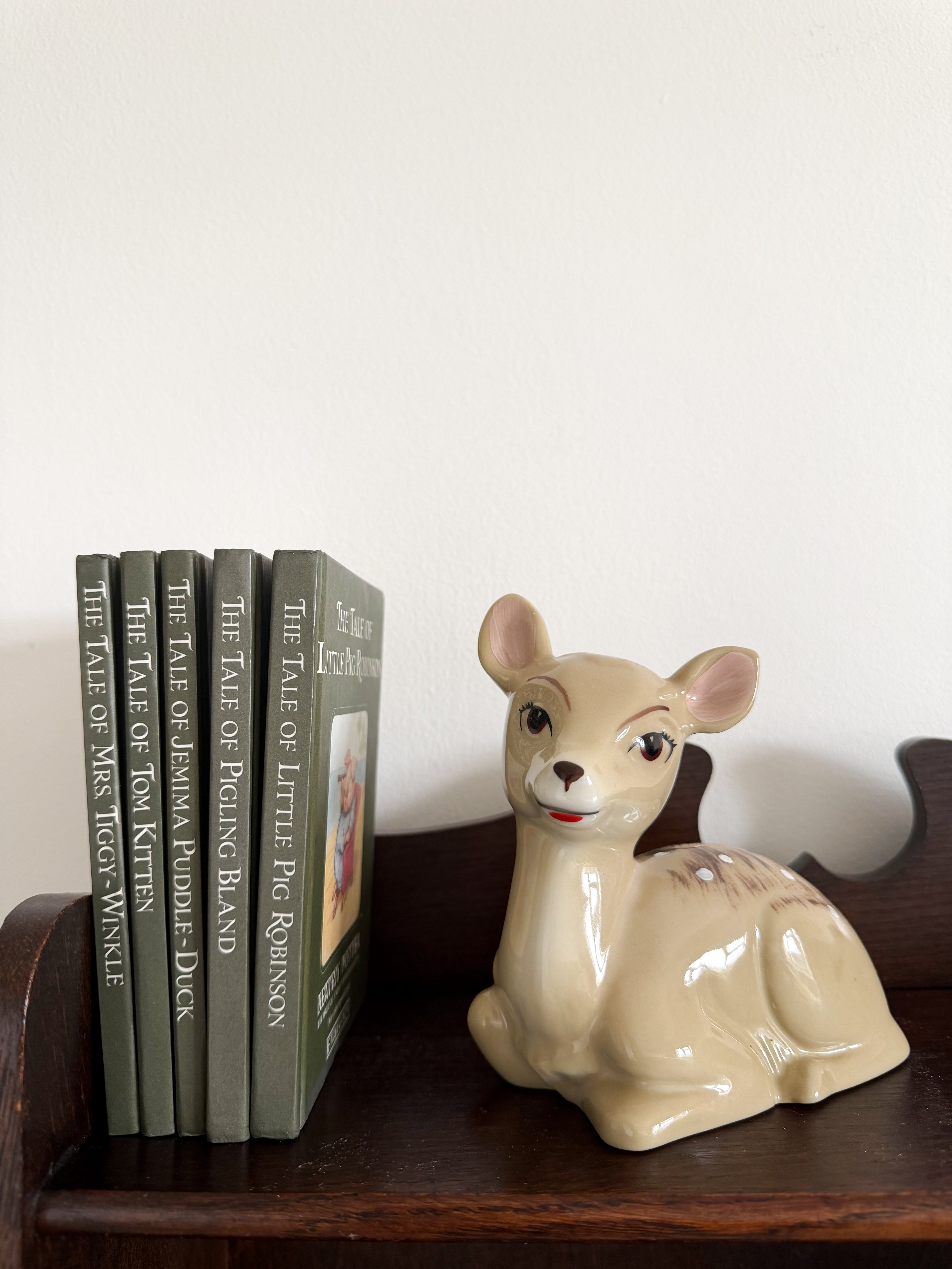 Vintage ceramic fawn/deer/Bambi piggy bank or money box, by Wade England