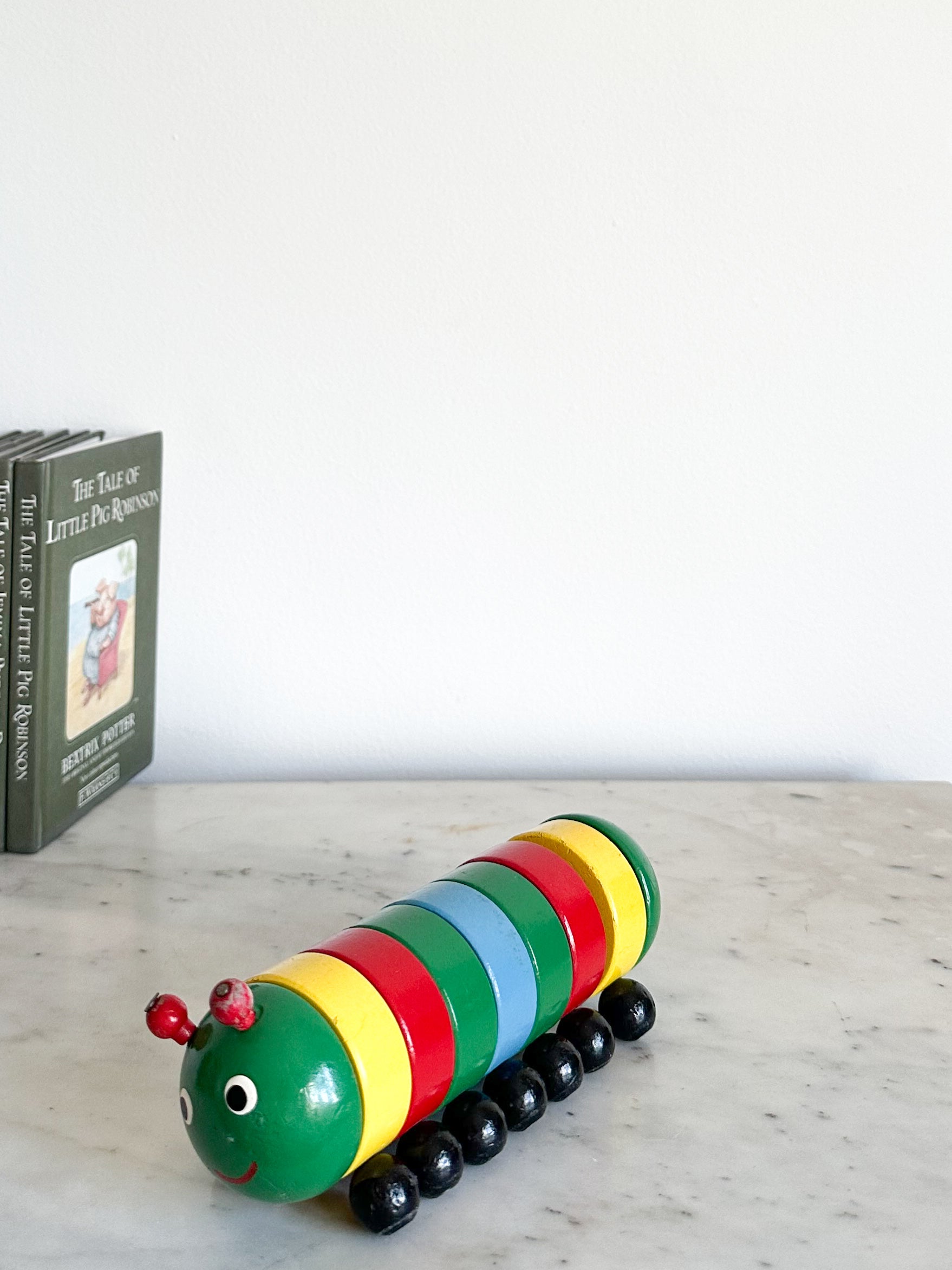 Vintage stacking wooden caterpillar