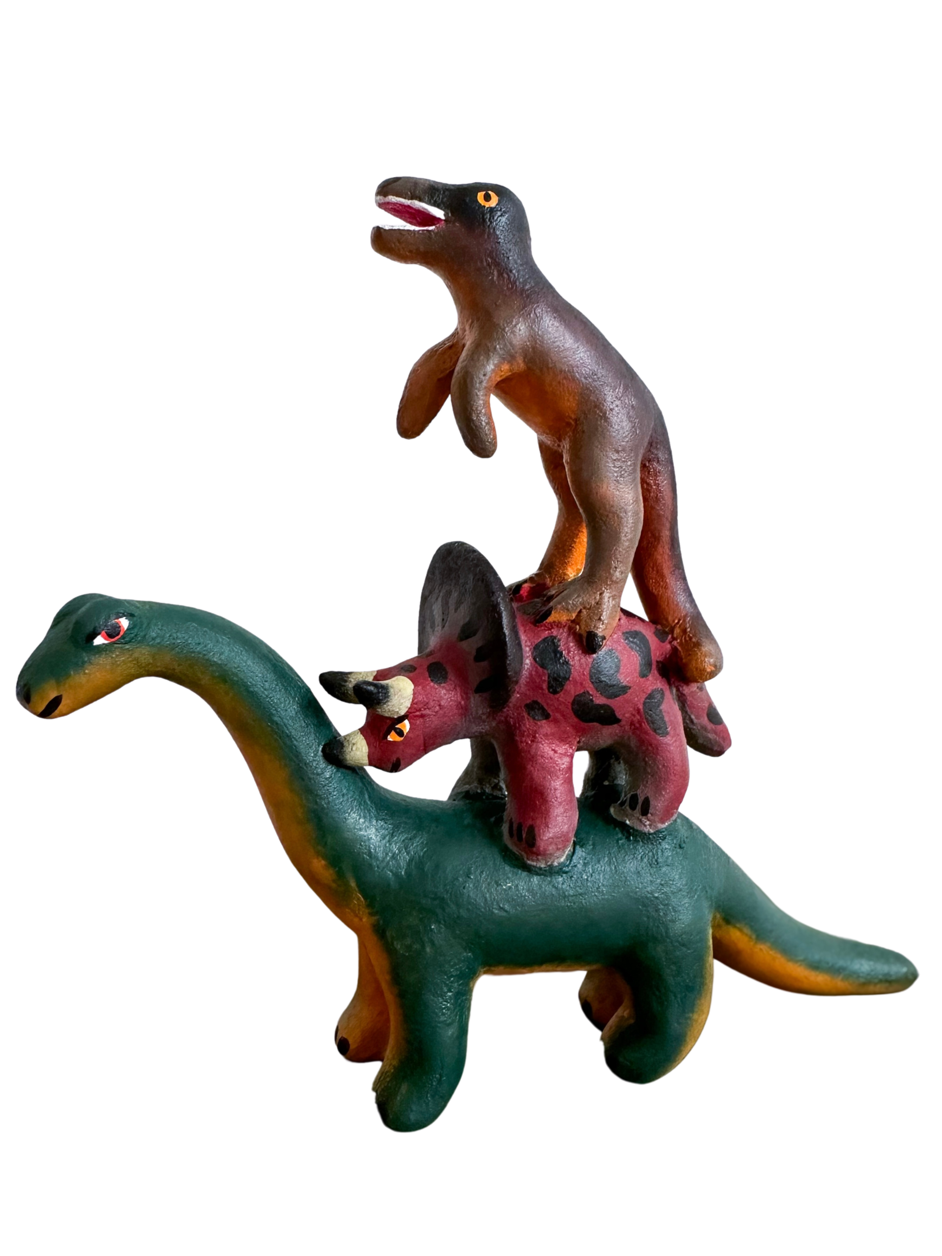'Mexican menagerie' ceramic sculpture | Dinosaurs  (Diplodocus, Triceratops, T-Rex) - Moppet