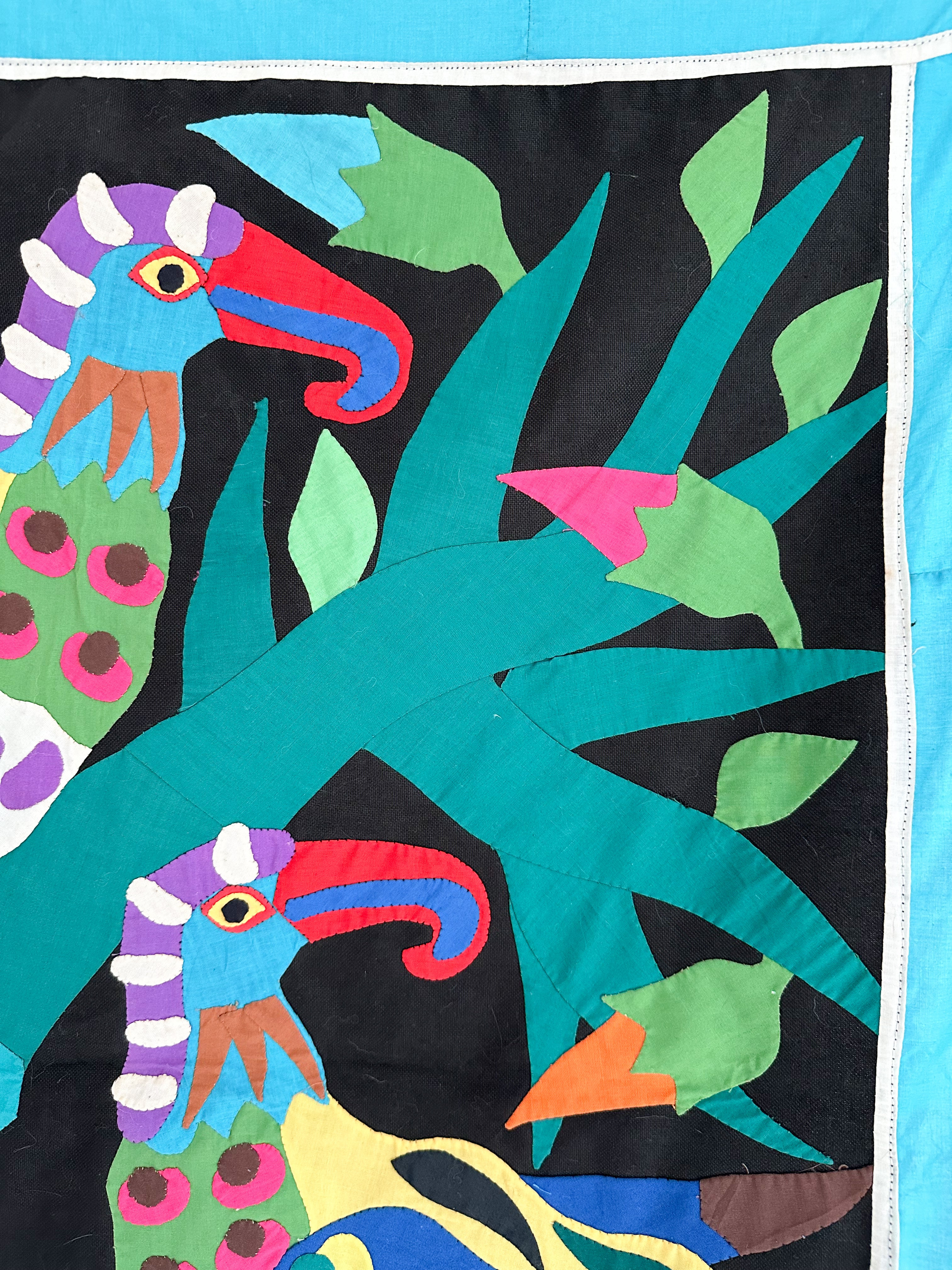 Vintage folk art appliqué bird wall hanging - Moppet