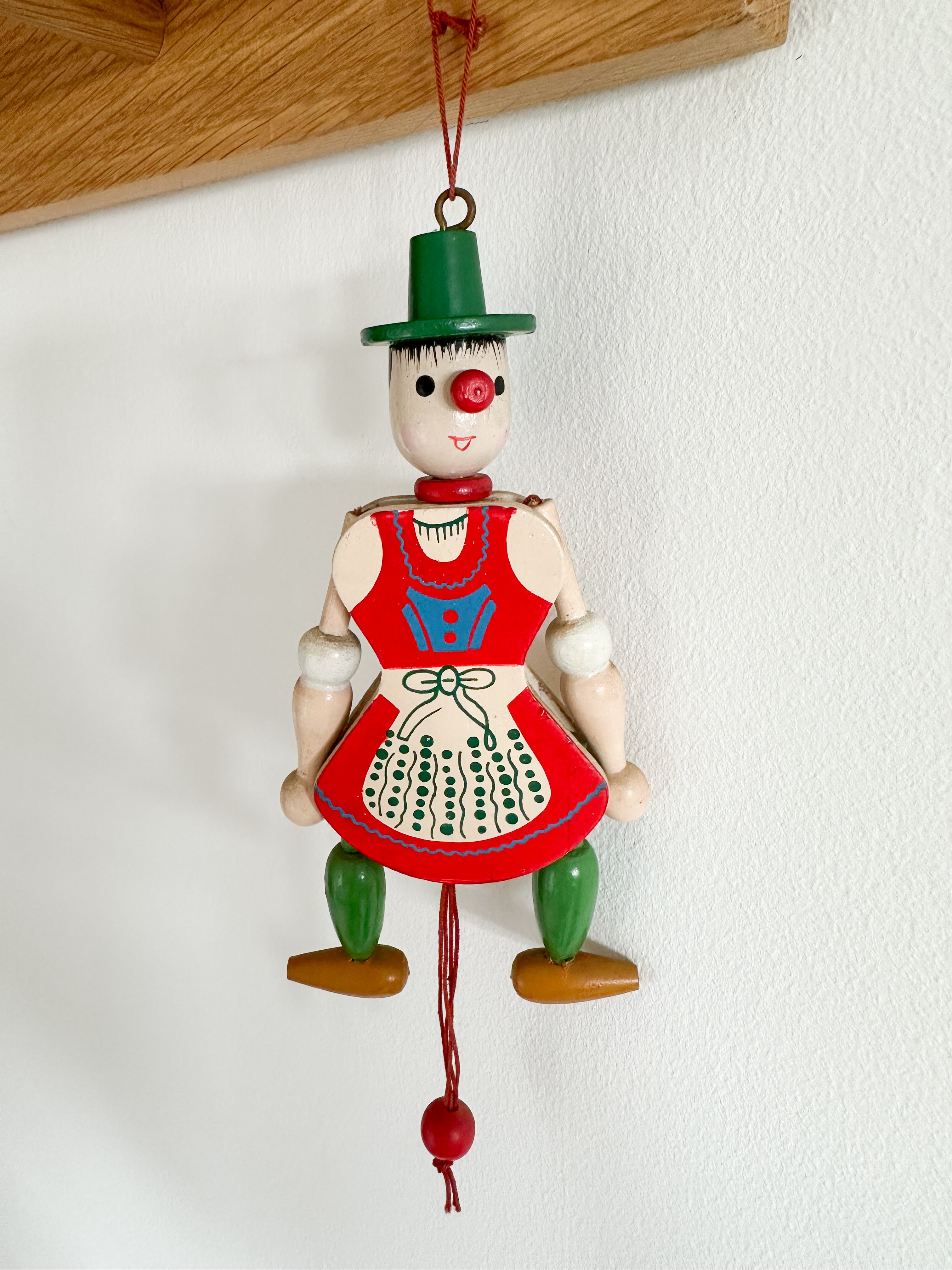 Vintage 1960s Austrian woman ‘Hampelmann’ jumping-jack pull toy - Moppet