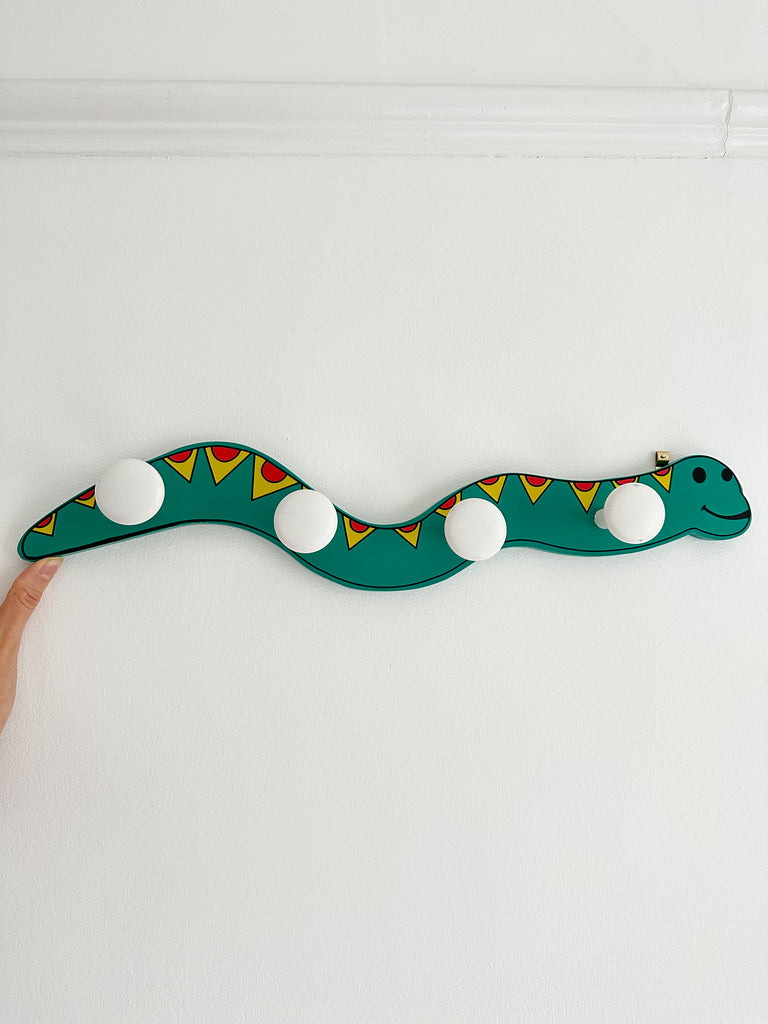 Vintage hand-painted wooden snake peg rail coat hook - Moppet