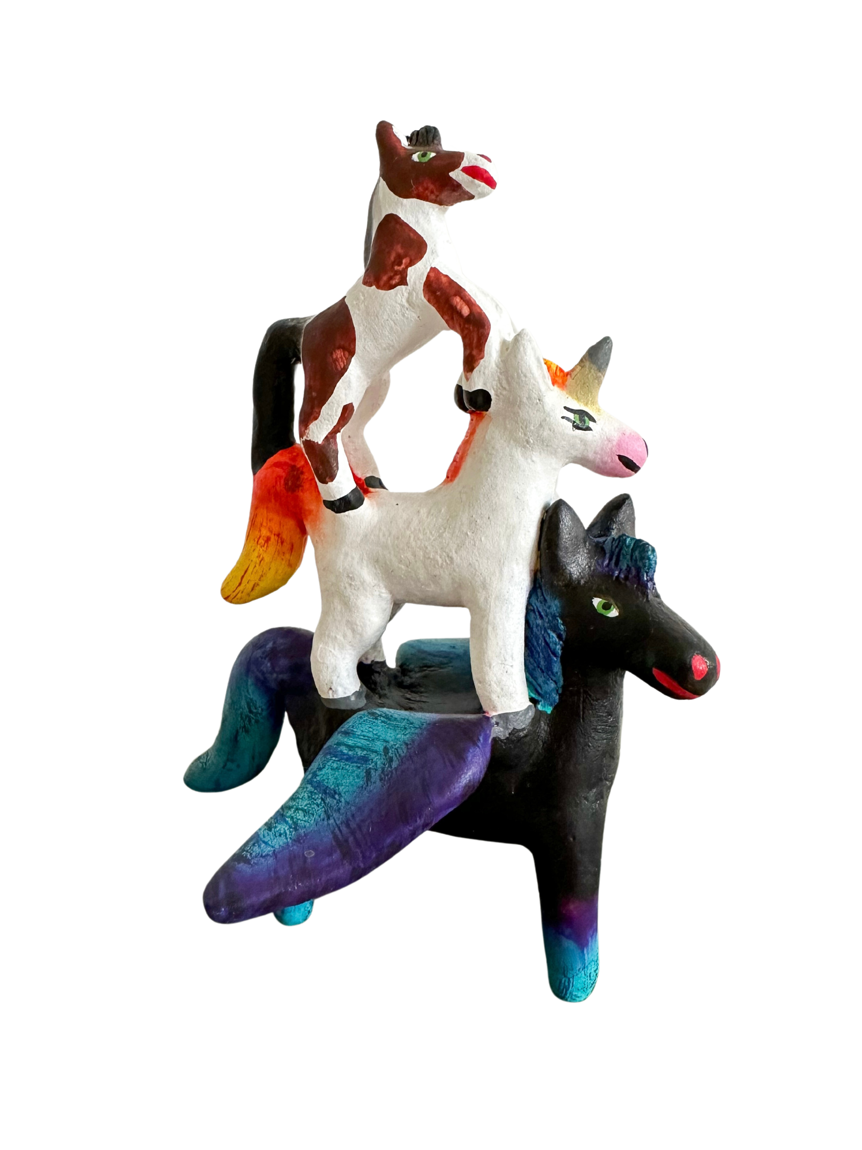'Mexican menagerie' ceramic sculpture | Horses  (Pegasus, unicorn, horse) - Moppet