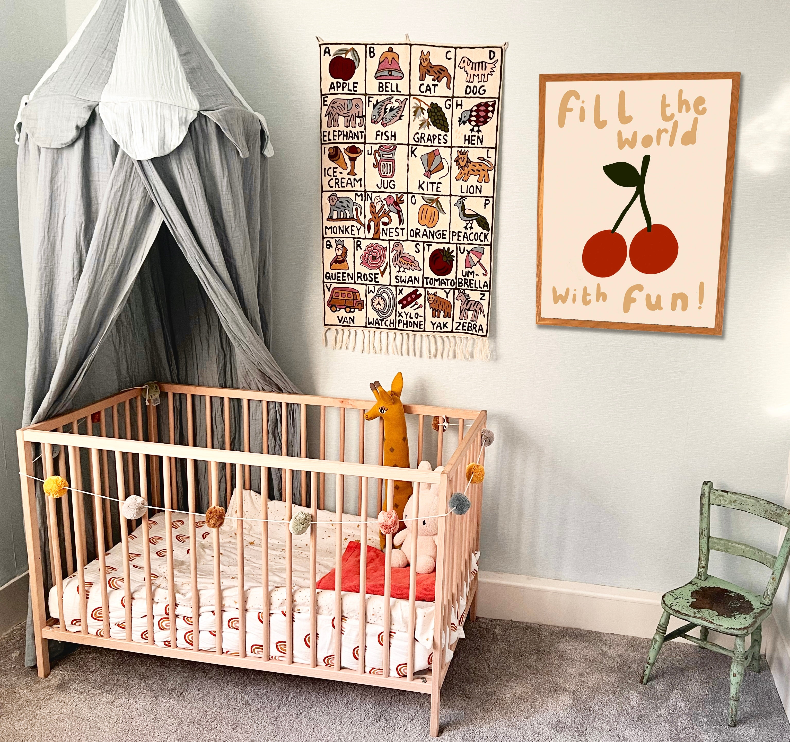 Handmade alphabet ABC crewel wall hanging tapestry |  Satsar - Moppet