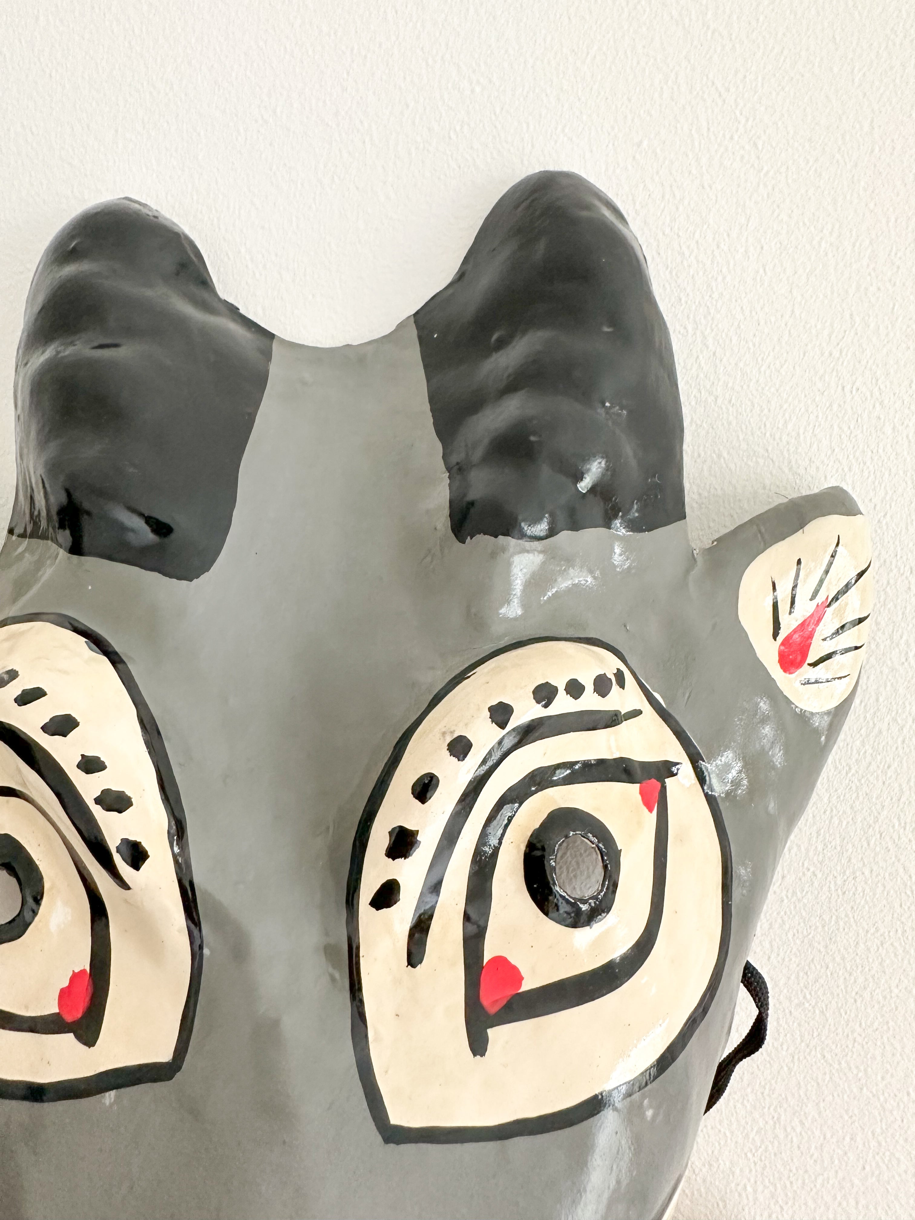 Vintage handmade papier mâché goat/animal mask wall art - Moppet
