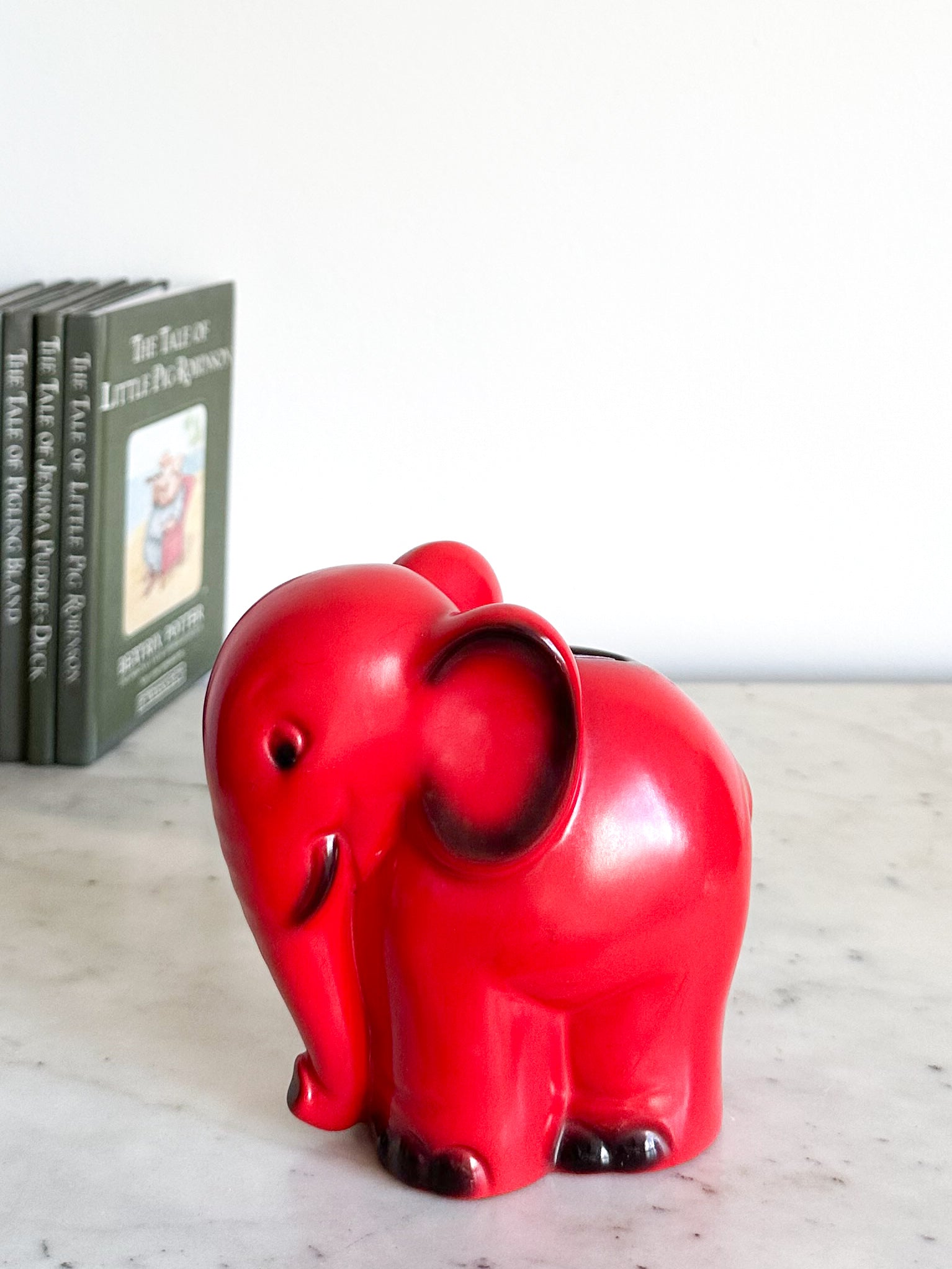 Vintage German ceramic red elephant piggy bank or money box, by Goebel