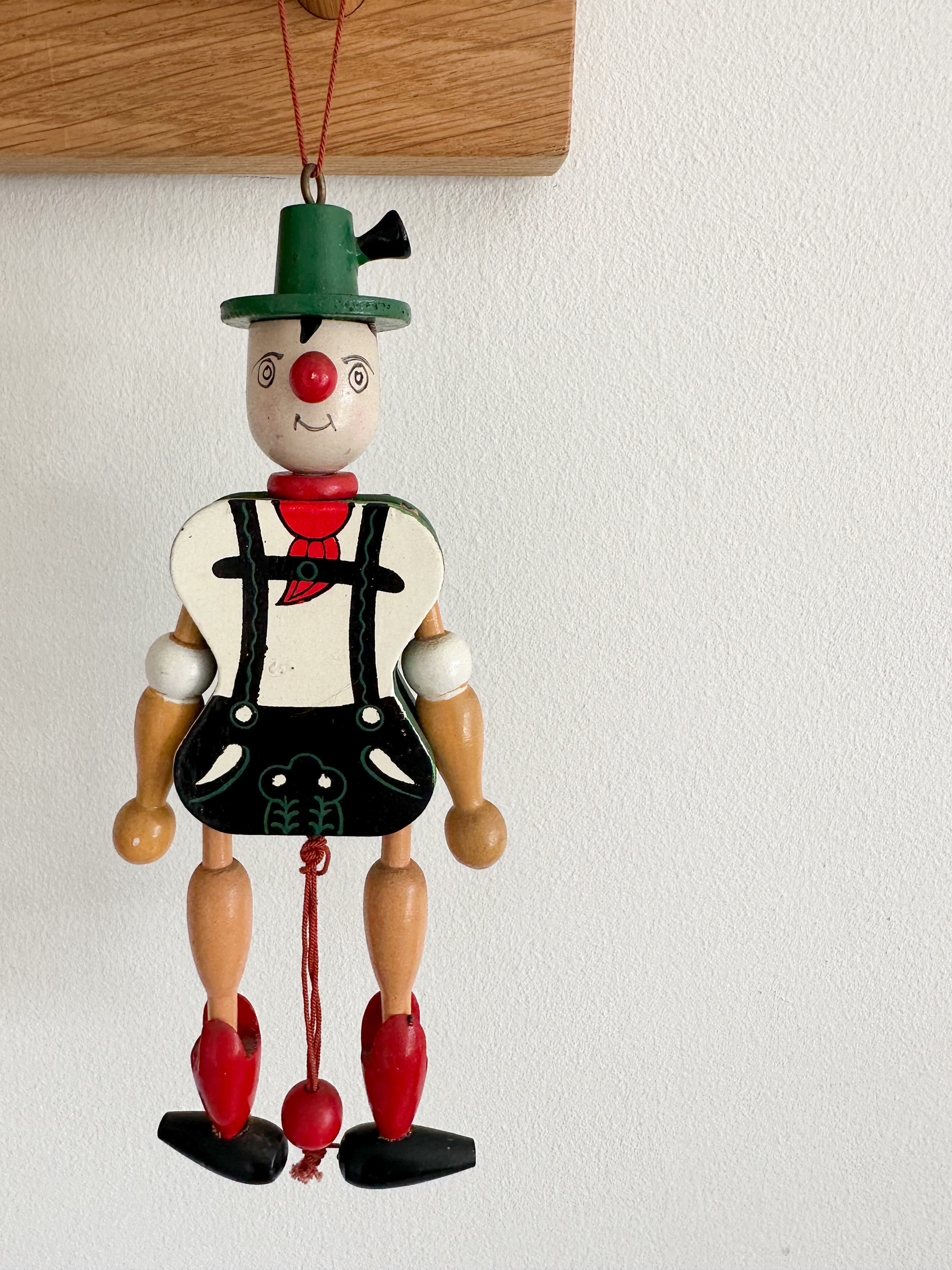 Vintage 1960s Austrian man ‘Hampelmann’ jumping-jack pull toy - Moppet